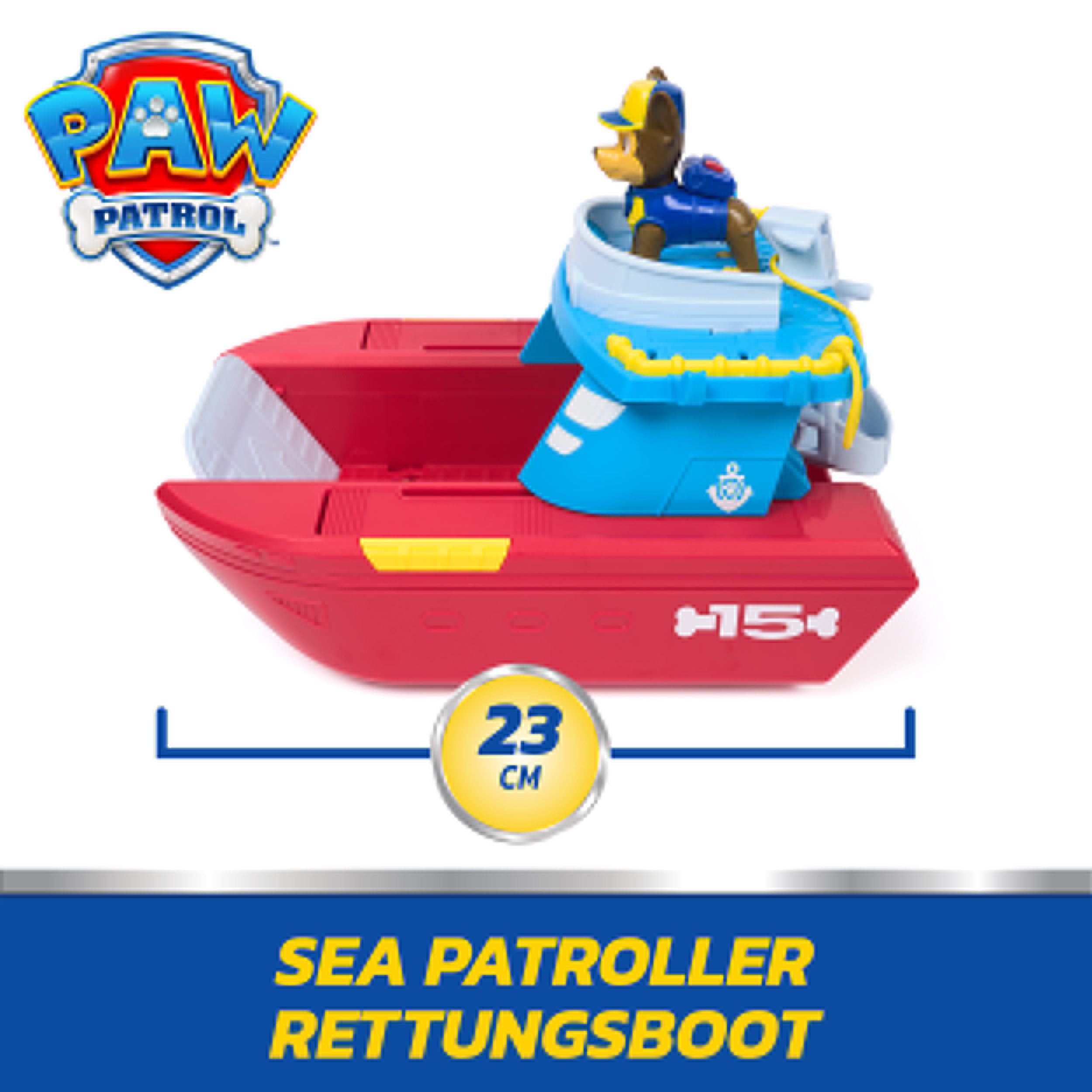 Spin Master Spielwelt PAW Patrol - Sea Patroller Rettungsboot mit Chase Figur und Hai