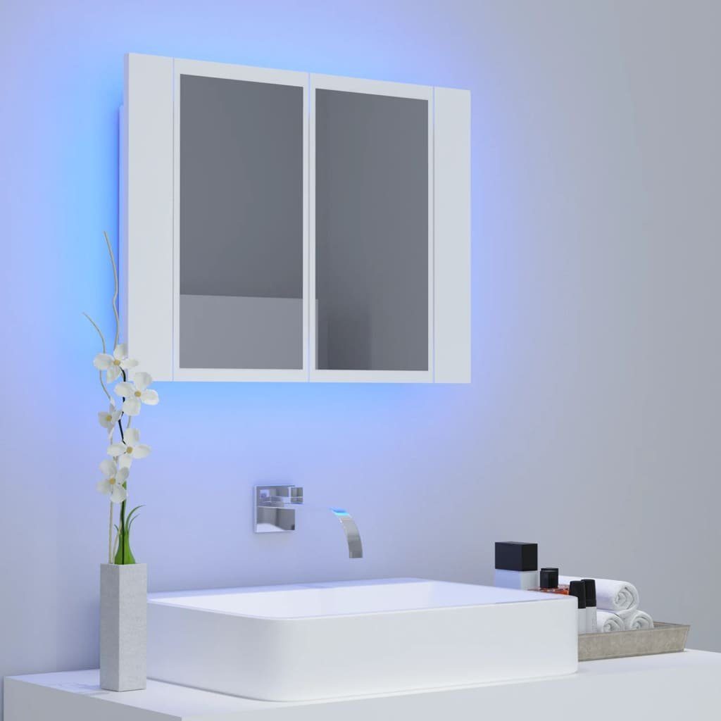 (1-St) LED-Bad-Spiegelschrank Acryl Badezimmerspiegelschrank Weiß 60x12x45 cm vidaXL