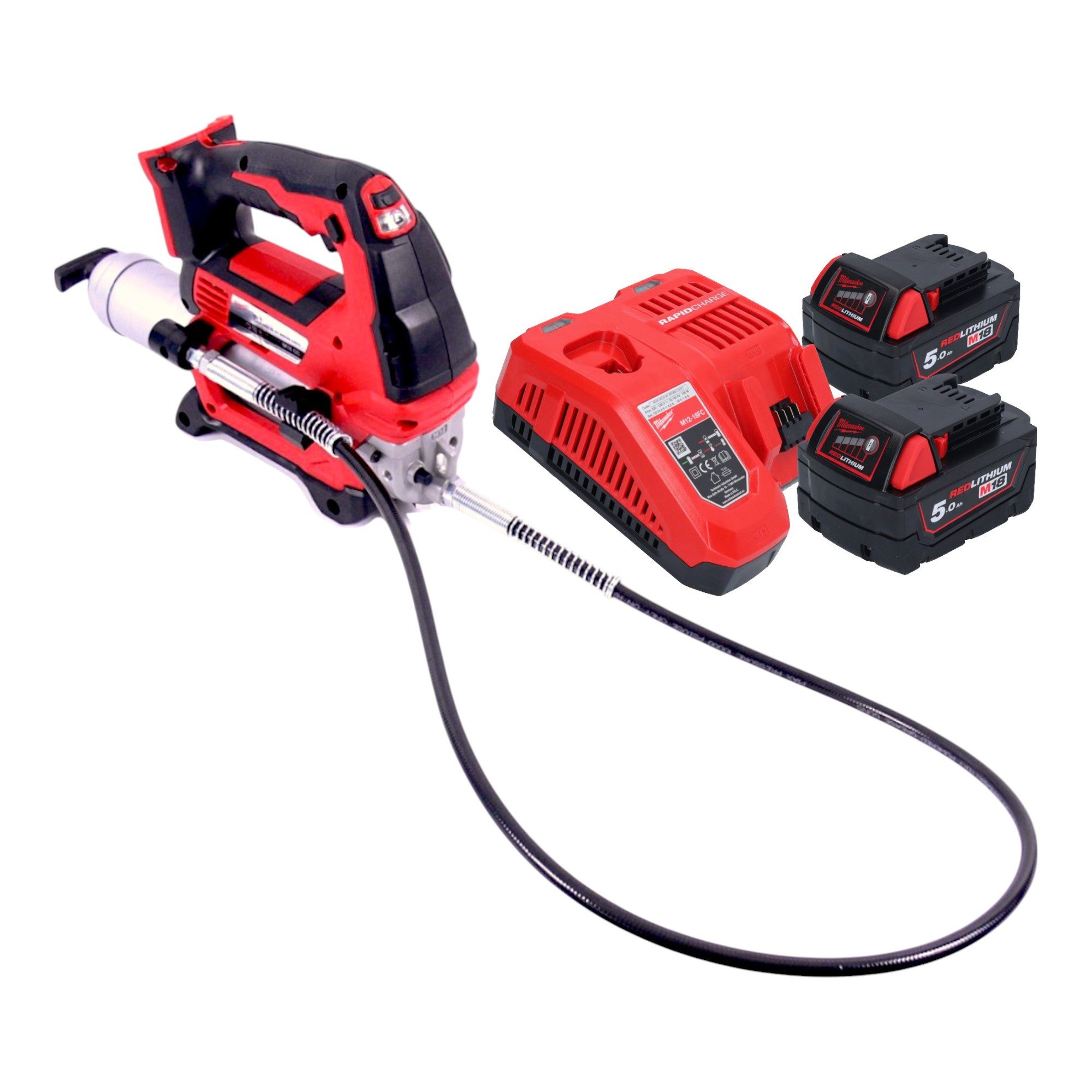 Milwaukee Werkstattpresse M18 GG-502 18 V 690 bar + 2x Akku 5,0 Ah + Ladegerät