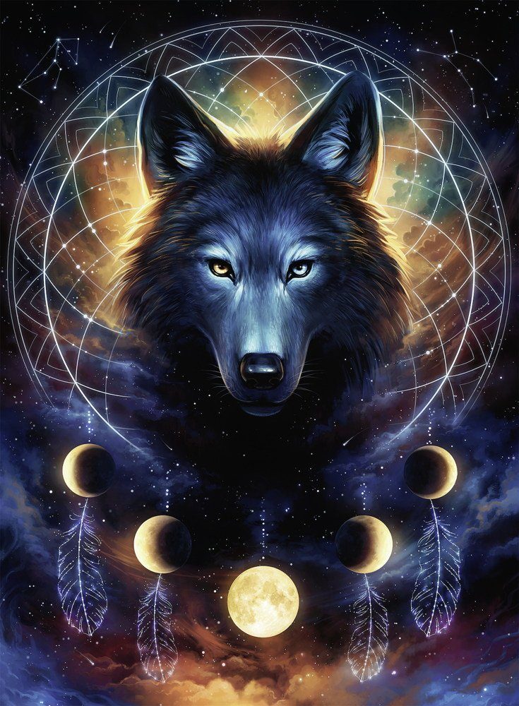 Ravensburger Puzzle 500 Teile Ravensburger Puzzle Star Line Leuchtender Wolf 13970, 500 Puzzleteile