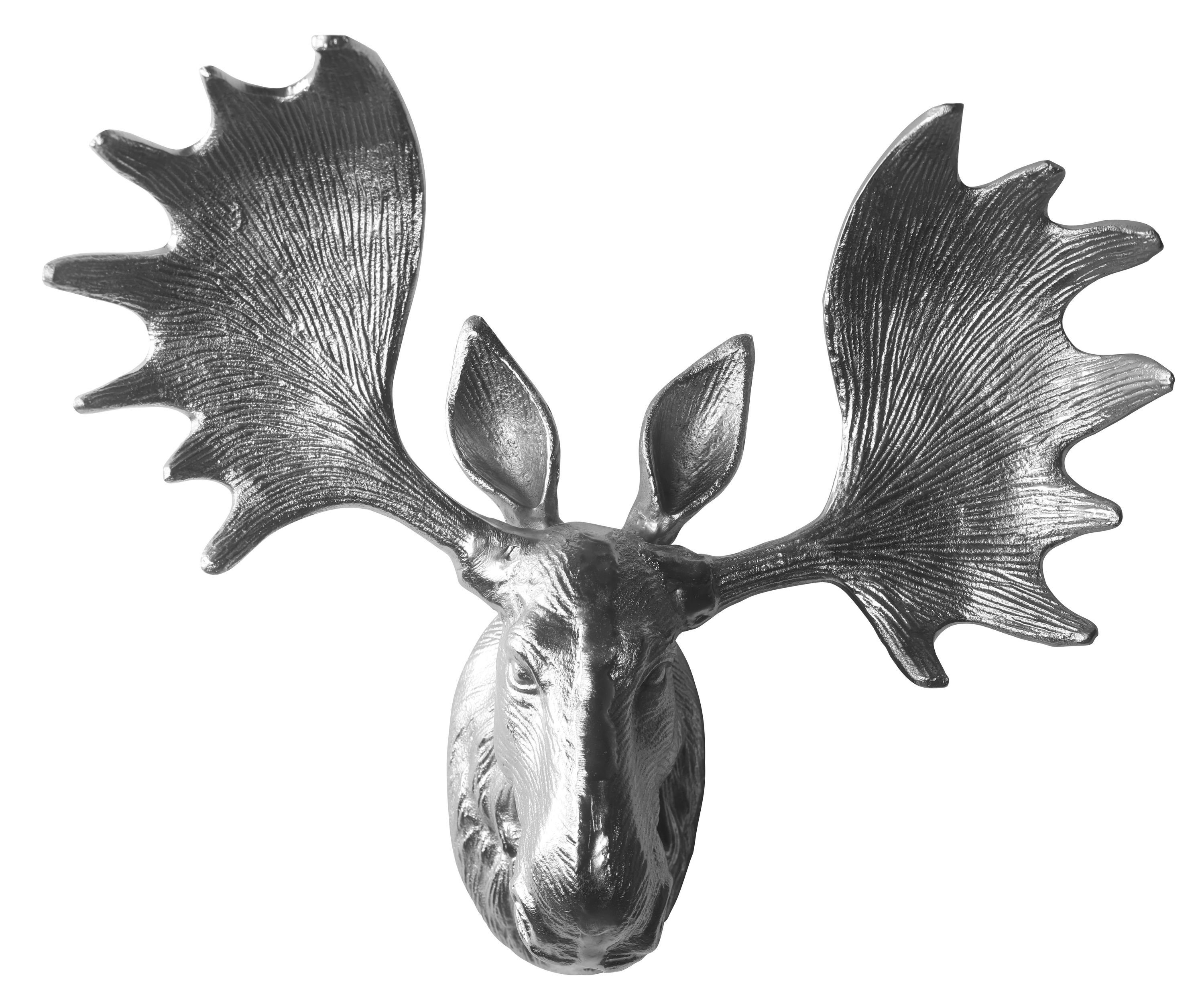 Dekogeweih Deko Geweih Elchkopf "silber" Größe: M Wandfigur Elchgeweih Skulptur