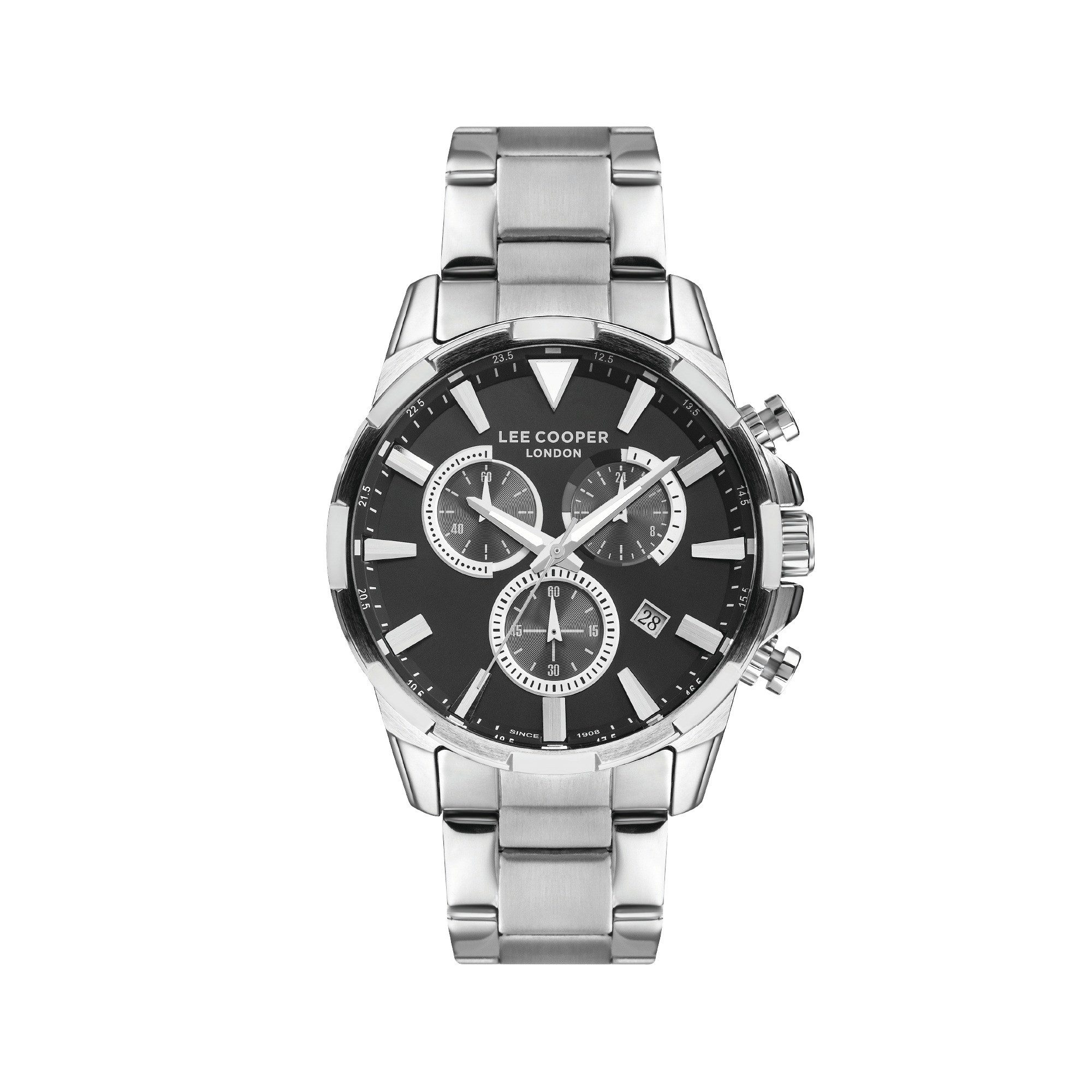 Lee Cooper Multifunktionsuhr Herrenuhr mit Metallarmband, 46 mm, Herren Armbanduhr LC07385.350, Datum, Mineralglas, 5 ATM, inkl. Geschenkbox