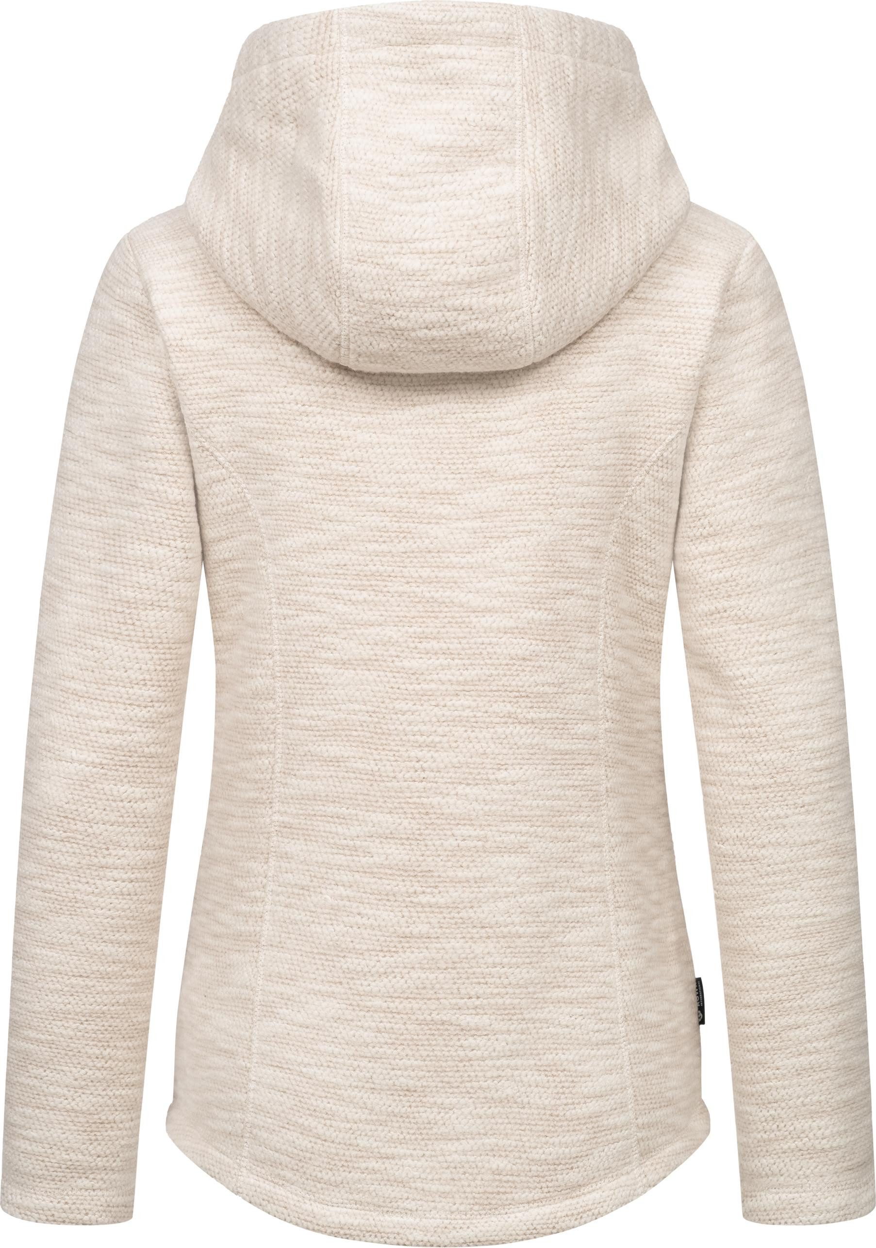 Ragwear Kapuzenstrickjacke Lyshka Melange Kuschelige Kapuzenjacke in Strick-Optik