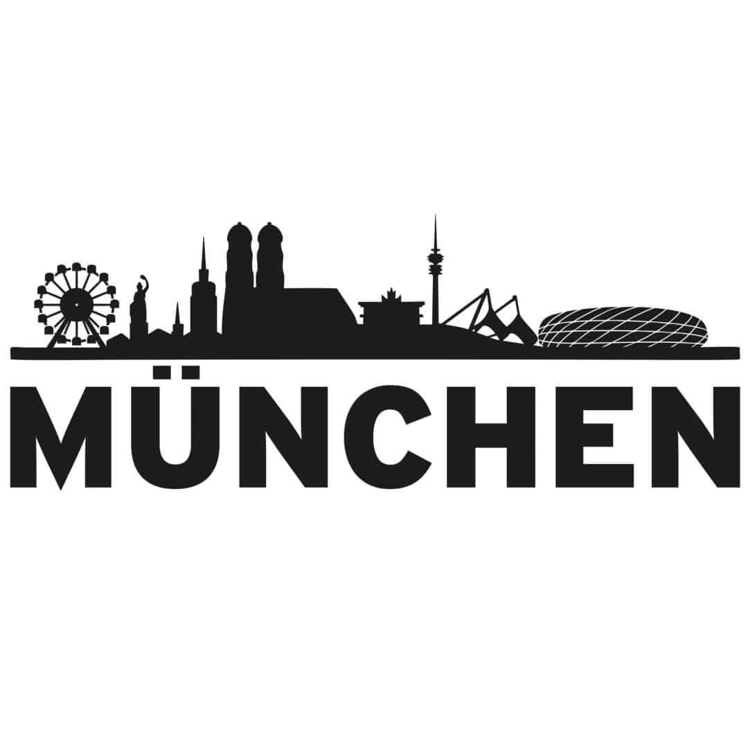 K&L Wall Art Wandtattoo Fußball Wandtattoo FC Bayern München Skyline Schwarz Sterne Logo Bunt, Wandbild selbstklebend, entfernbar