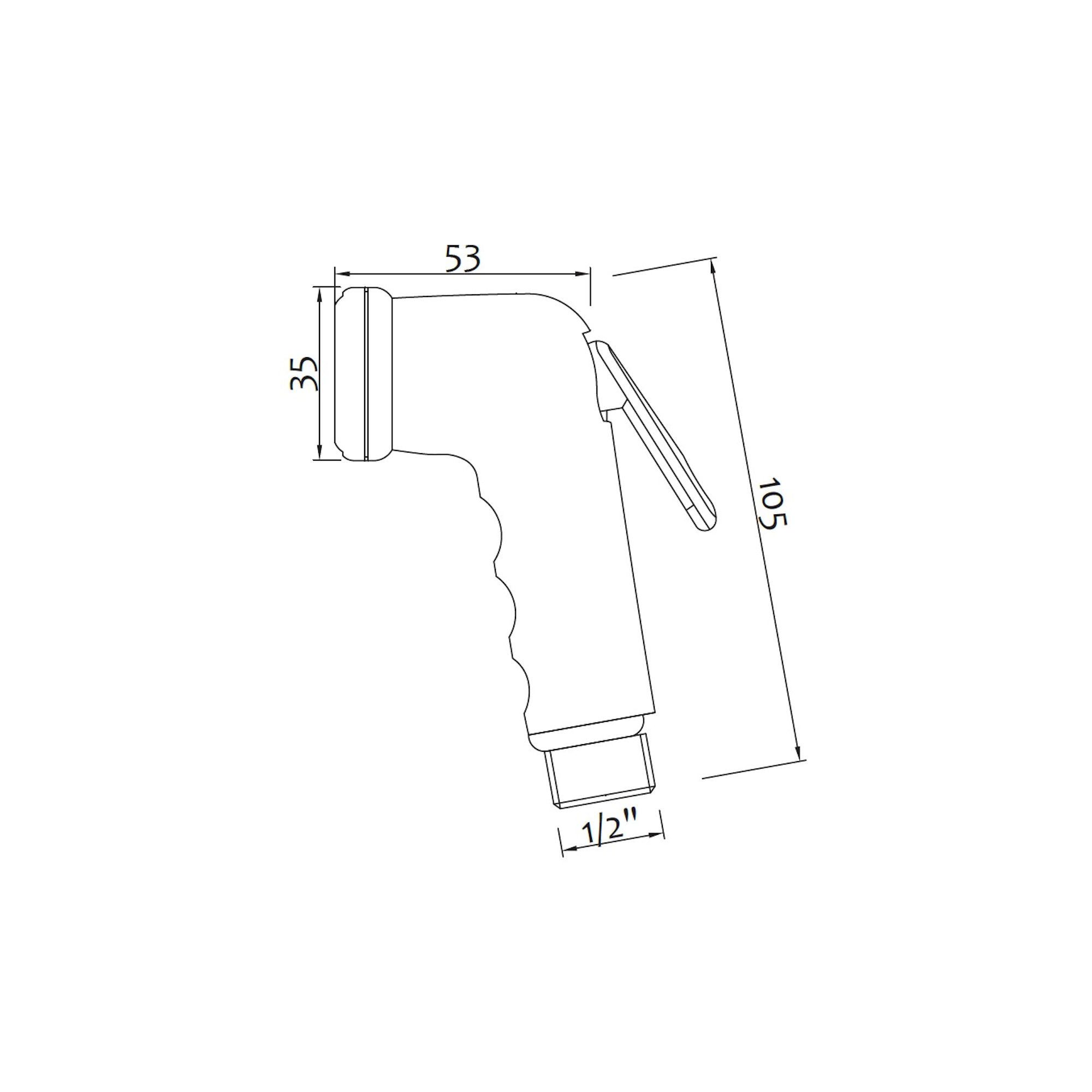 tecuro Bidetarmatur Bidet WC Handbrause SHATTAF, 1-strahlig, 1/2 Zoll Schlauchanschluss – Bild 5 von 5