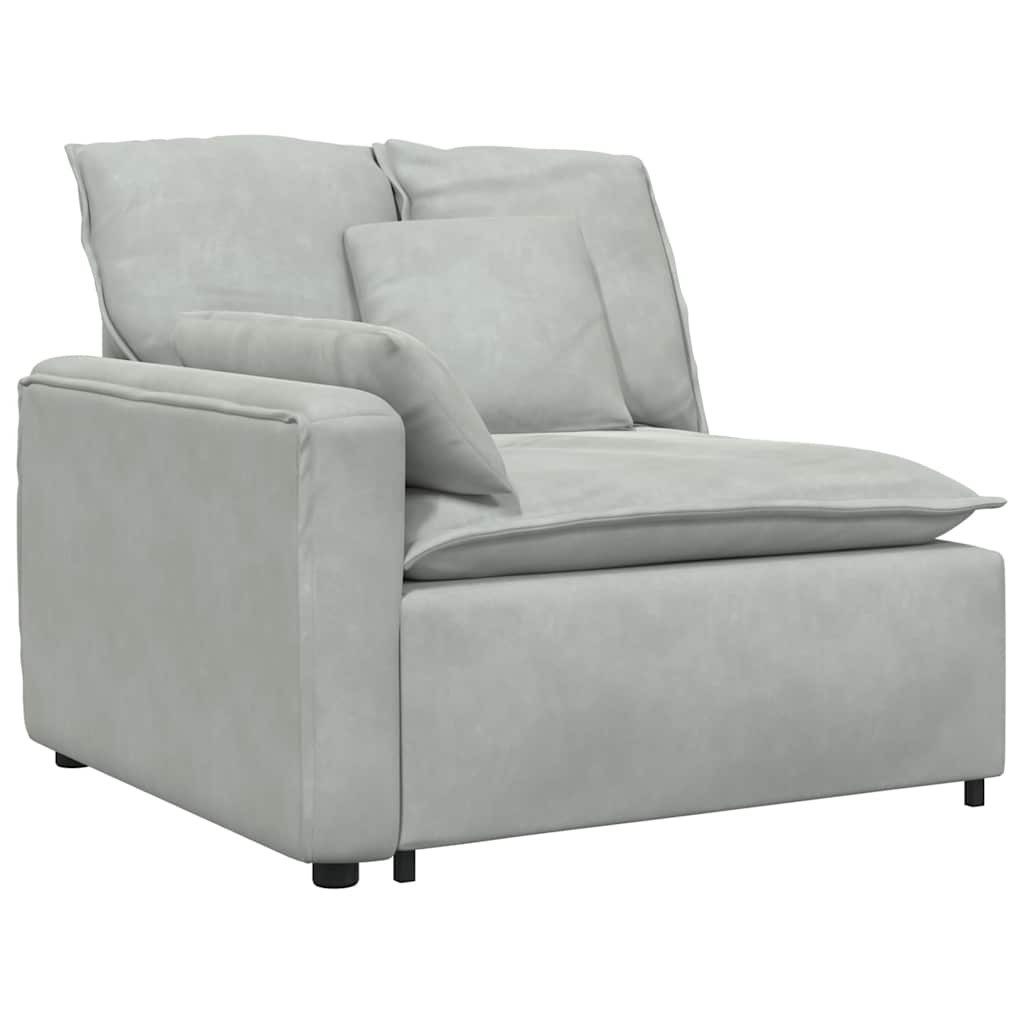 vidaXL Sofaelement Modulares Sofa Endmodul mit Armlehne Kissen Hellgrau 100 cm