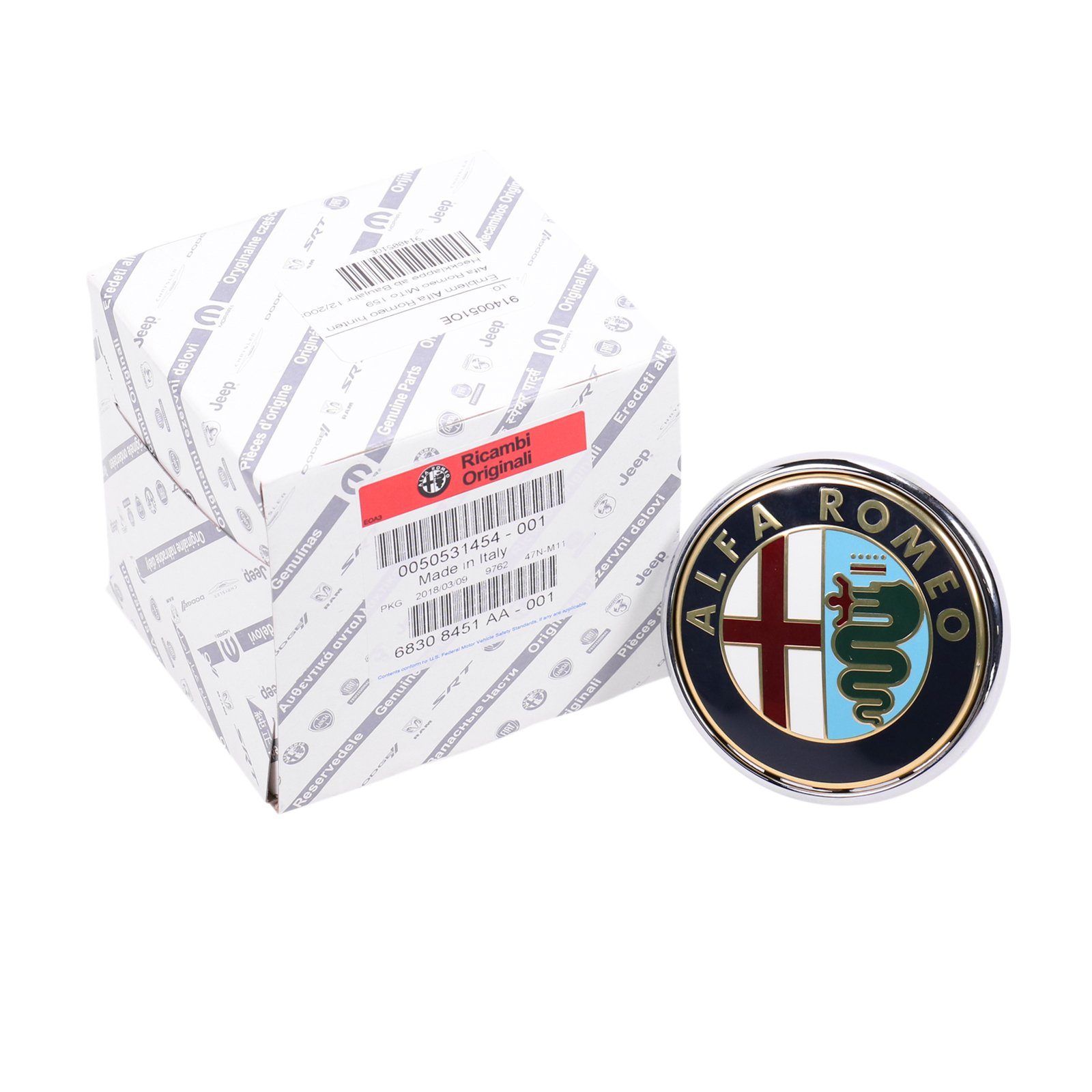 Alfa Romeo Heckstoßstange Original Emblem Heckklappe 159 Mito ab 12/2005 50531454, 1-St., Gestecktes Logo