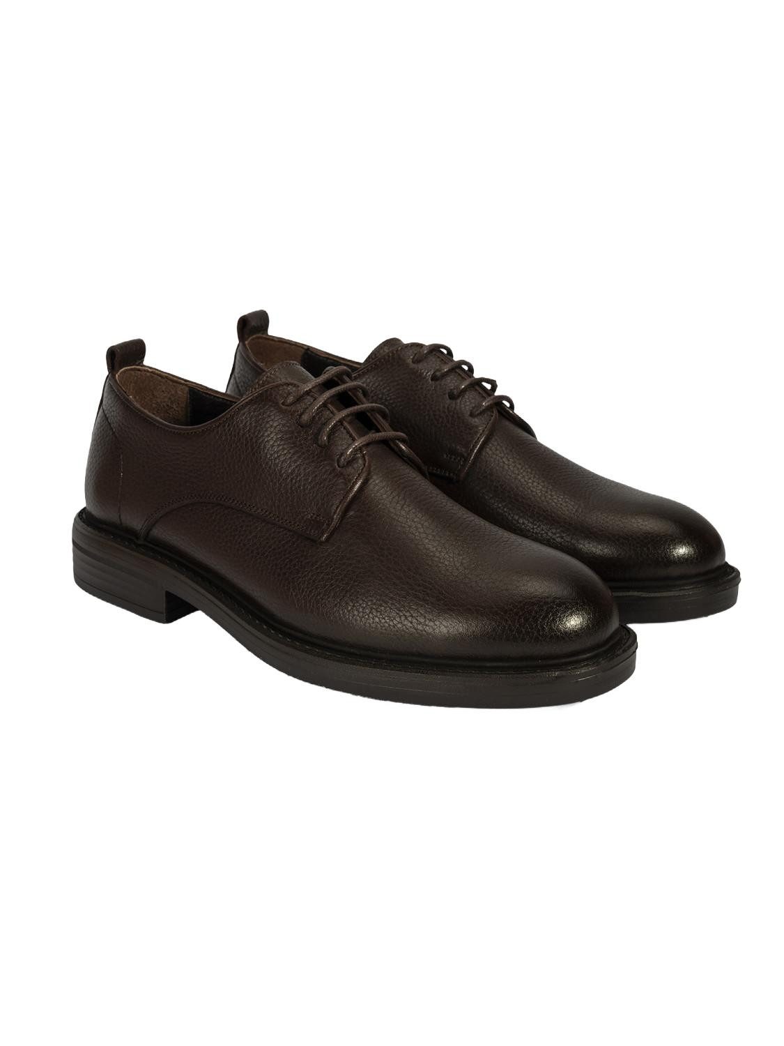 Desa Herren-Derbyschuhe aus Leder – Schwarze Schnürschuhe, Lederfutter, fl Daunenschuh