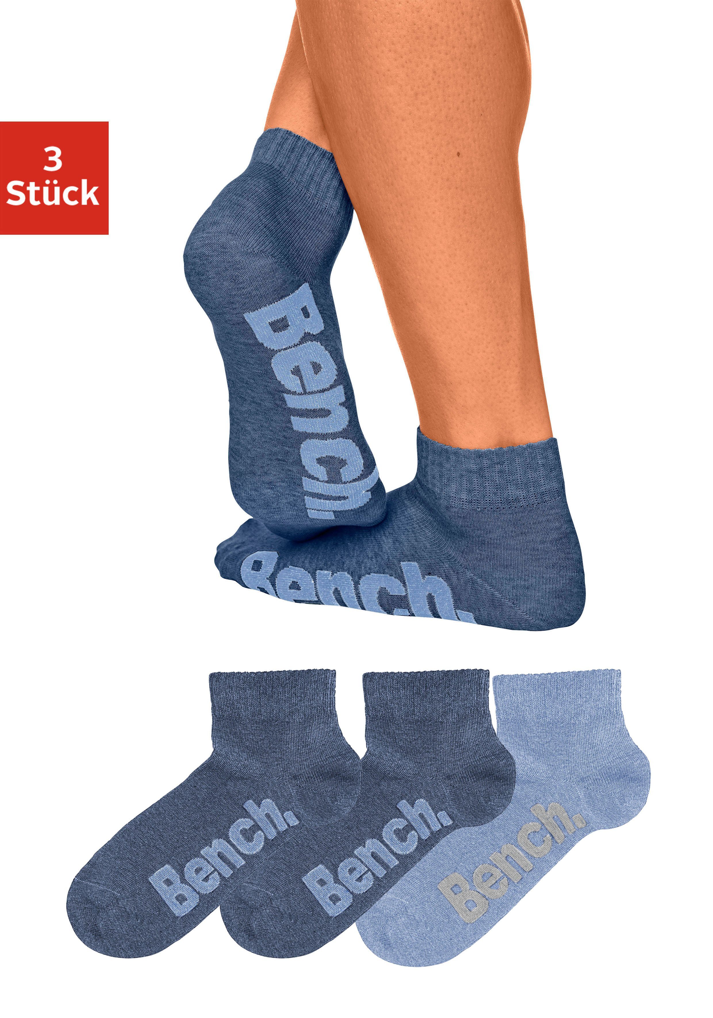 Bench. Kurzsocken (Set, 3-Paar) mit bequemen Rippbündchen jeans