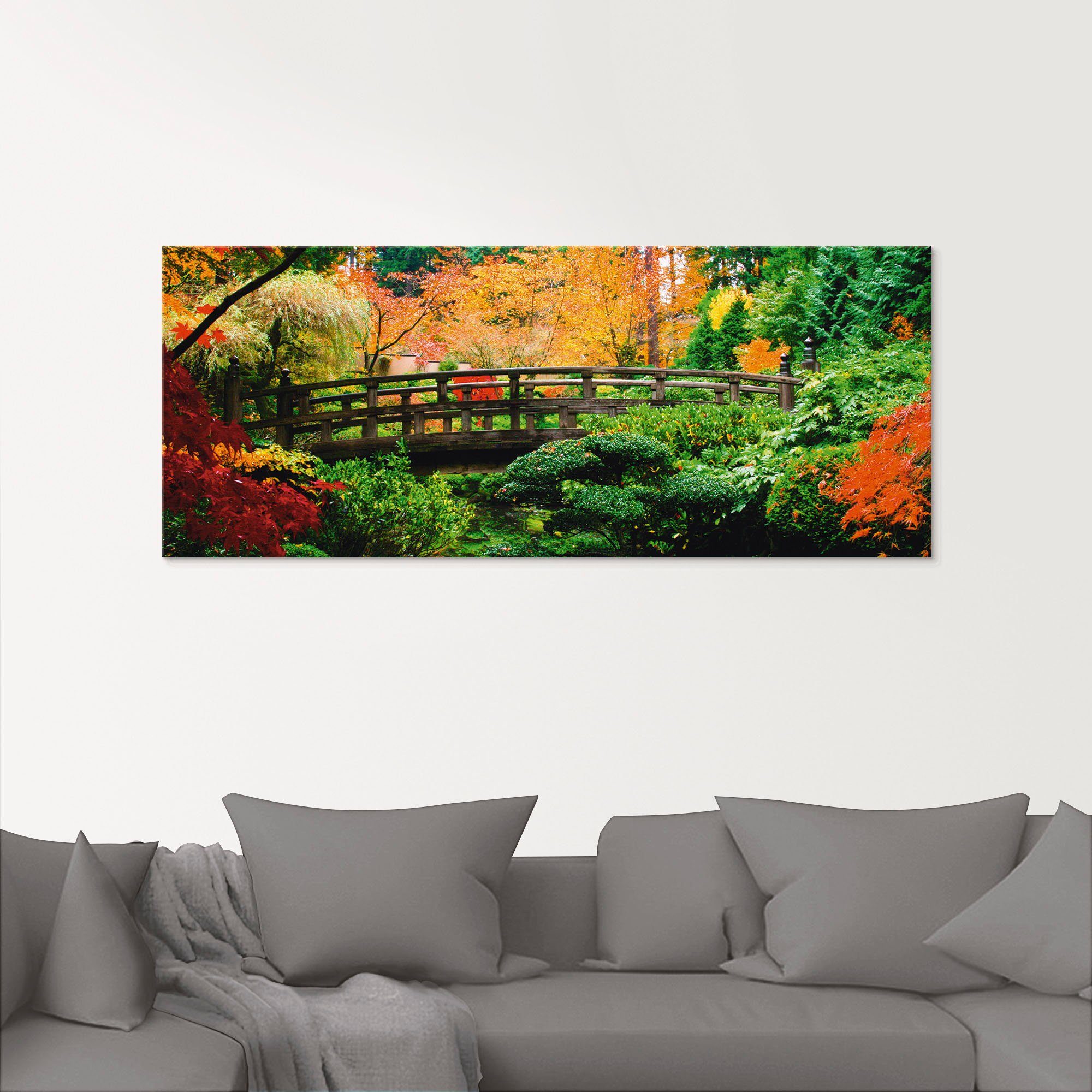 Artland Glasbild Eine Brücke im japanischen Garten, Brücken (1 St), in verschiedenen Größen