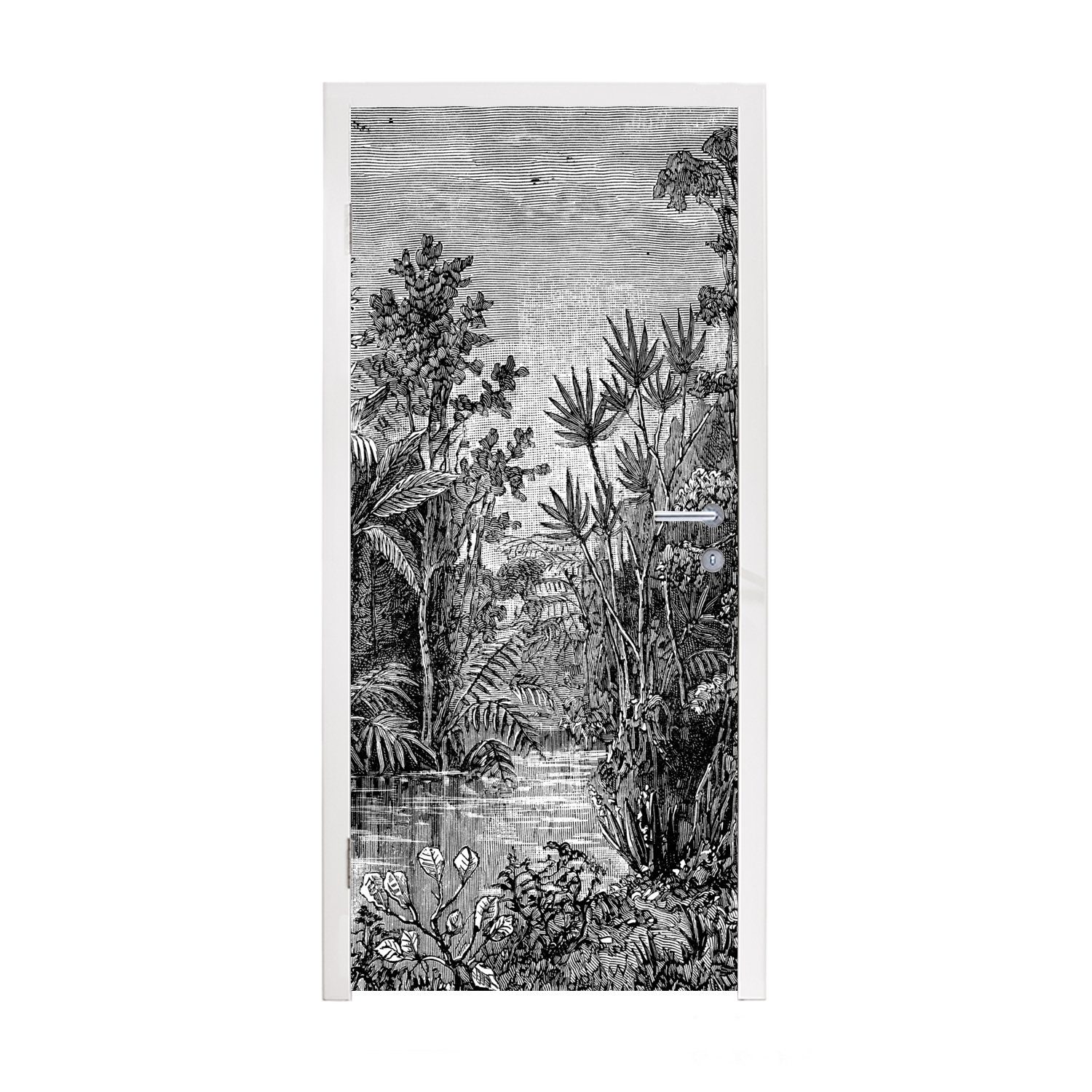 Angebot zur Verfügung stellen MuchoWow Türtapete Dschungel - (1 cm - Pflanzen, St), Wasser Türaufkleber, Matt, Fototapete für Tür, 75x205 bedruckt