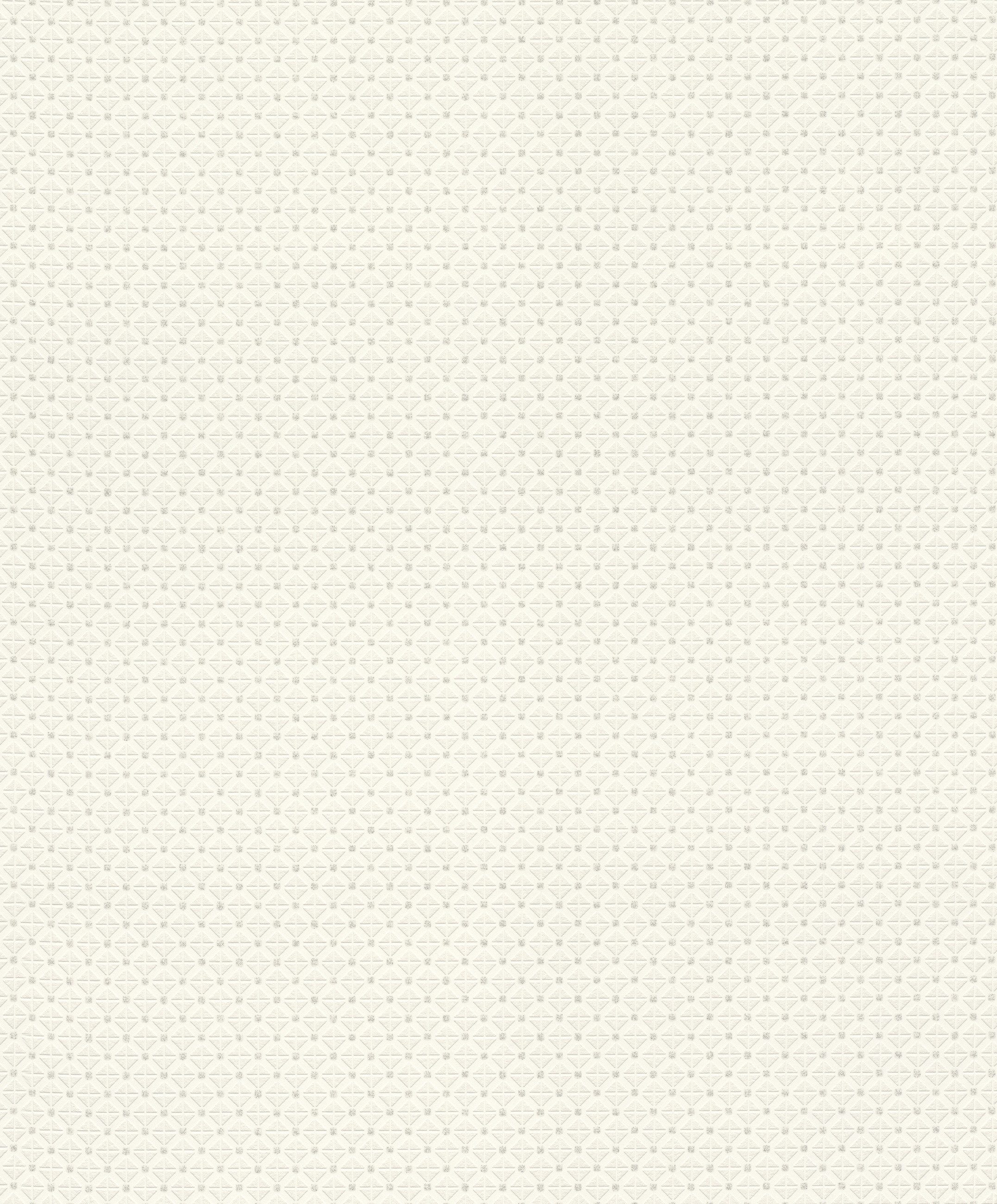 Rasch Vliestapete Grafisches Muster - Vliestapete Weiß Creme, Glanzeffekt, Vintage-Optik, (1 Rolle, 1 St., 10,05 m x 0,53 m), gute Lichtbeständigkeit, hoch waschbeständig, restlos abziehbar