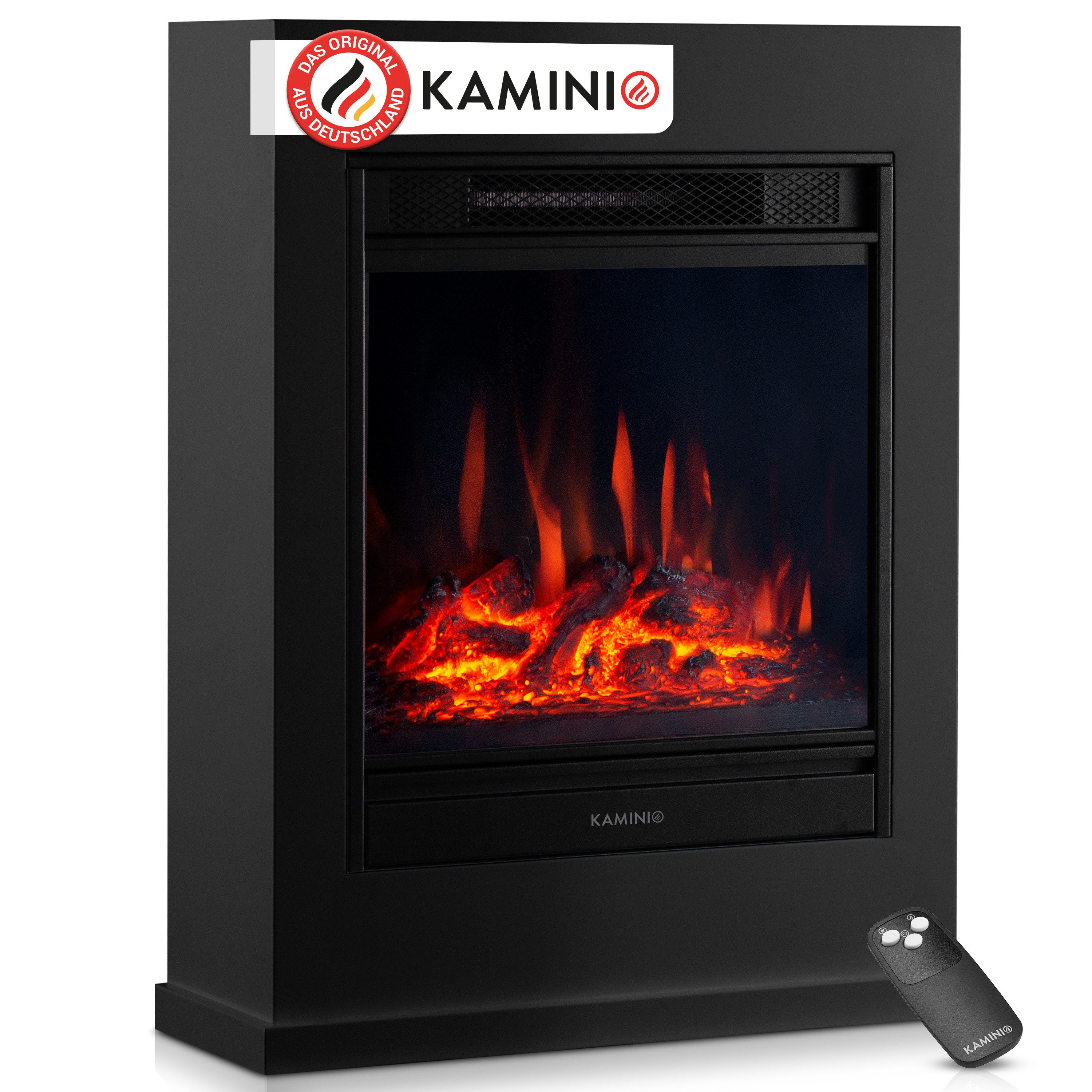 KAMINIO Elektrokamin KALLE, Elektrischer Kamin mit 3D-Flammeneffekt, Heizung 1800W