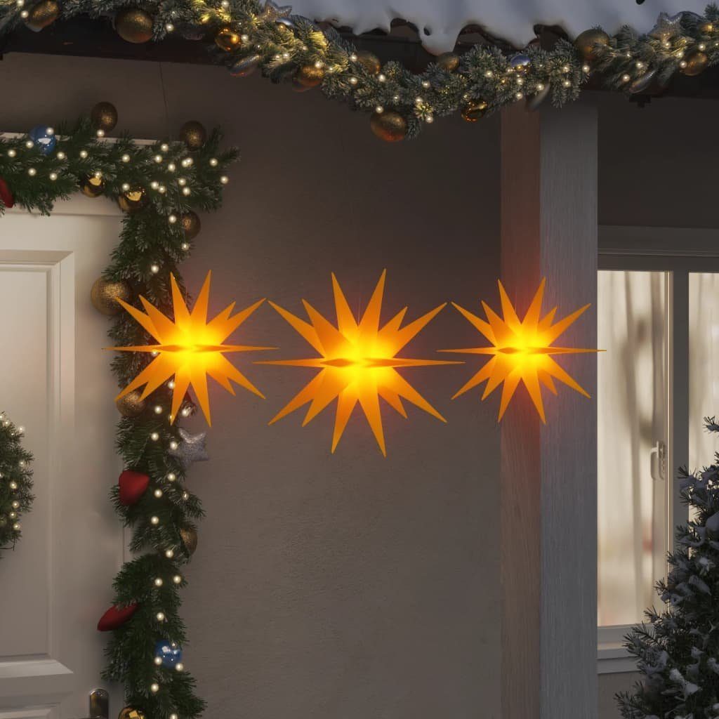 vidaXL Christbaumschmuck Weihnachtssterne mit LEDs 3 Stk. Faltbar Gelb (1-tlg) | Leuchtfiguren