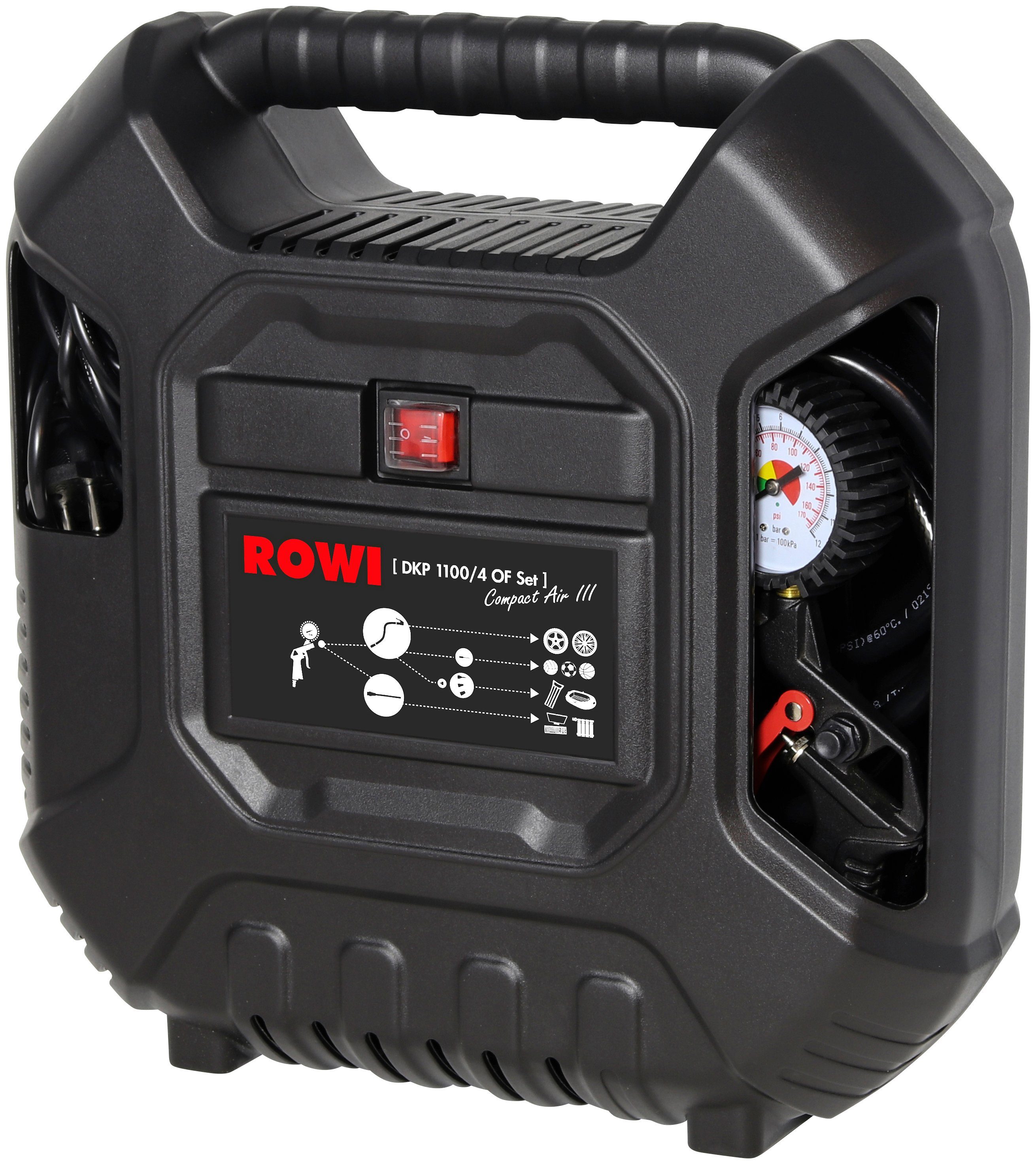 ROWI Kompressor DKP 1100/4 OF Compact Air III, Set, 9-tlg.