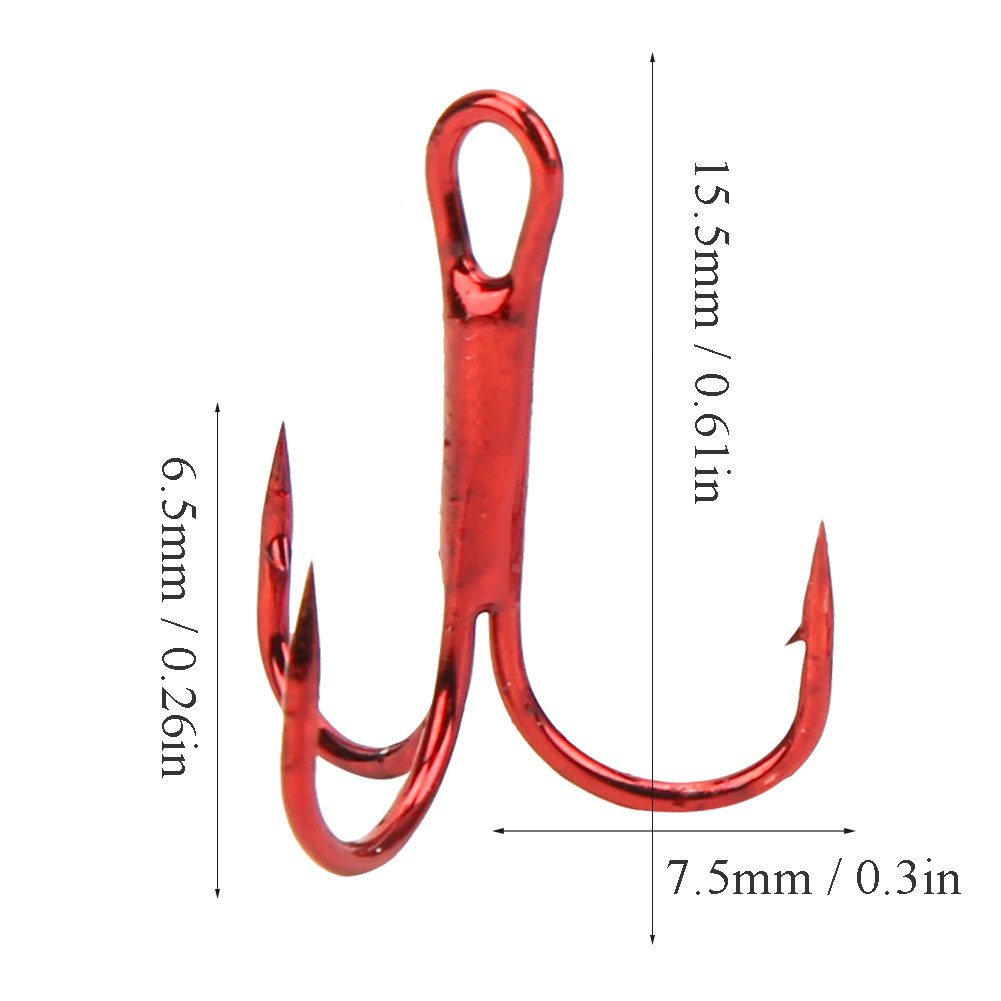 GARRYFIZH Drillingshaken 100er-Pack rote Drillingshaken Angelhaken aus Kohlenstoffstahl, Hohe Korrosionsbeständigkeit und hohe Fangquote