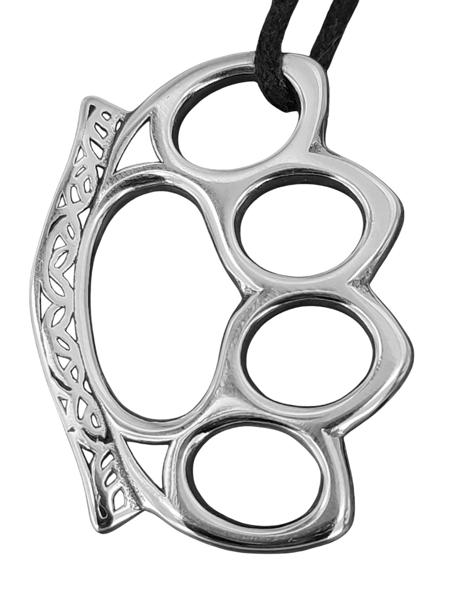 Kiss of Leather Kettenanhänger Schlagring Schlag Ring Knuckle Buster aus Edelstahl