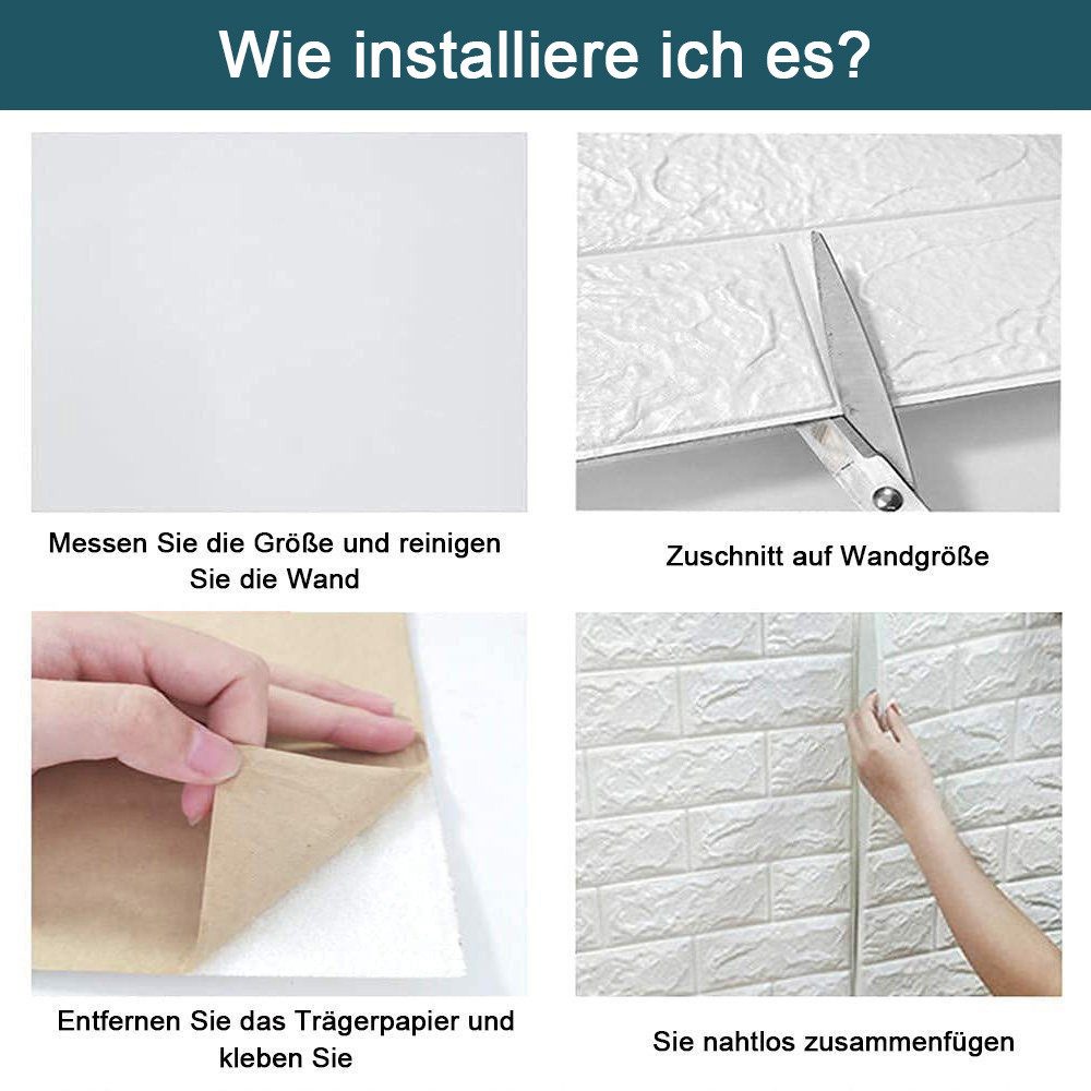 TUWENA 3D Wandpaneel 10/20 Stück 3D Wandpaneele Wandverkleidung Selbstklebend Tapeten, (10-tlg) Selbstklebend, zuschneidbar, wasser- und schmutzabweisend – Bild 3 von 5