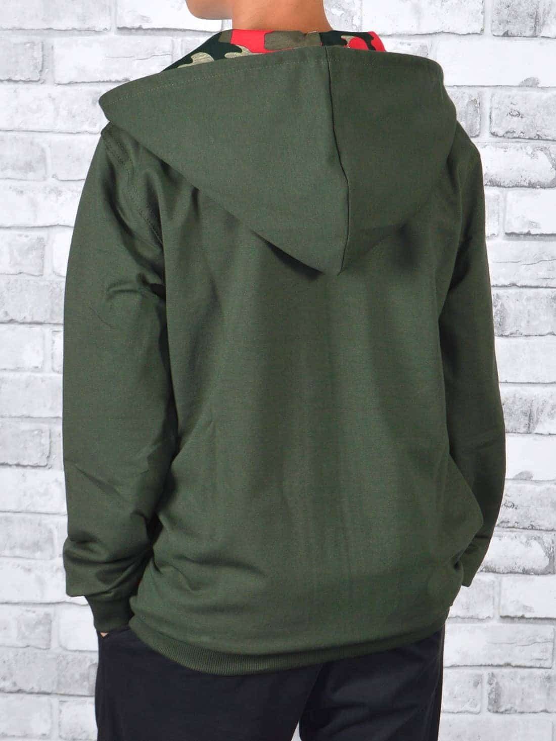 mit Sweatjacke casual (1-tlg) Olivegrün Jungen Kapuzensweatjacke Kapuze BEZLIT