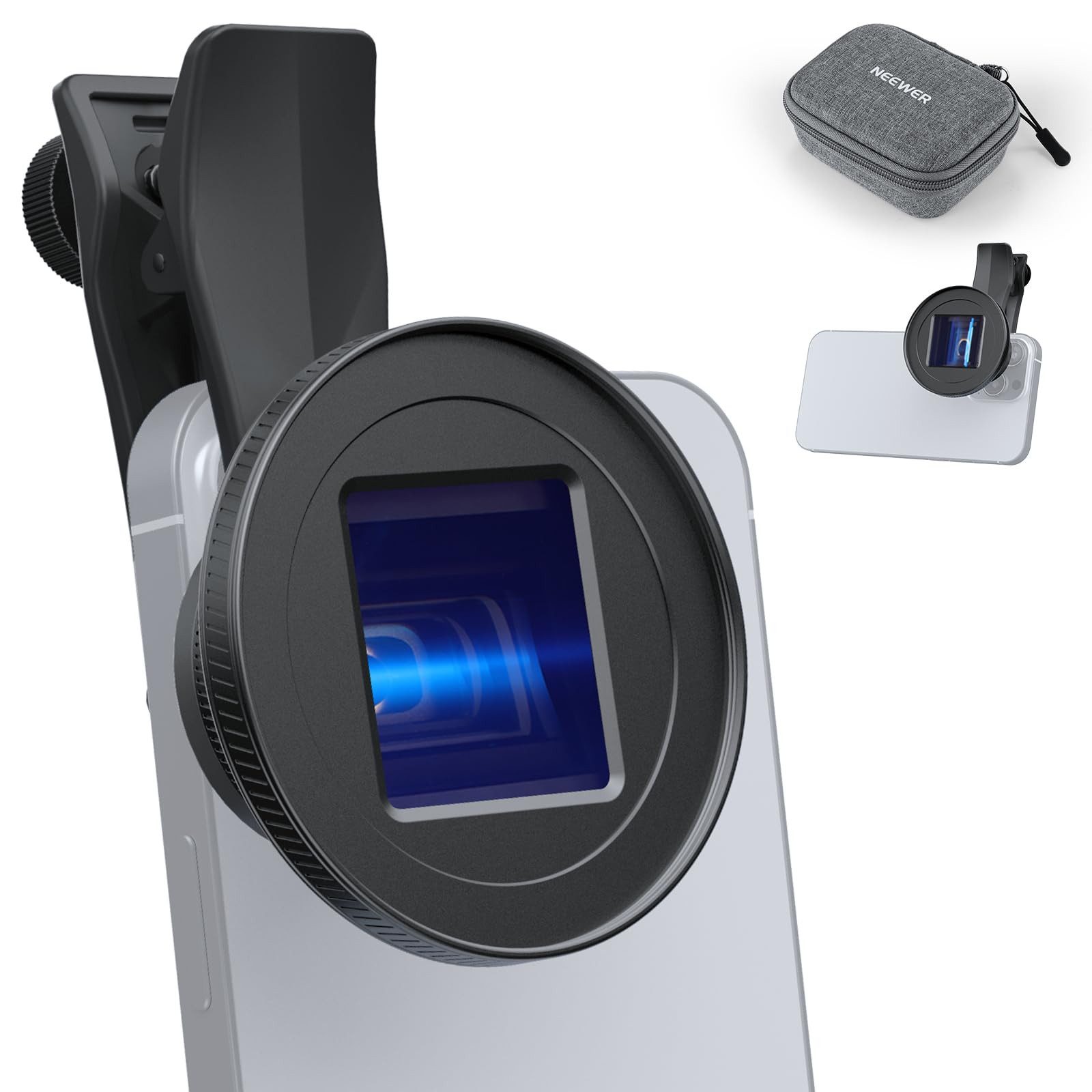 Neewer LS-75 1,55X Blue Flare Anamorphic Handy Kamera Objektiv Ultra-Weitwinkelobjektiv, (2,4:1 Breitbild Kinoeffekt, 17mm Gewinde Clip, für Mobile Fotografie)