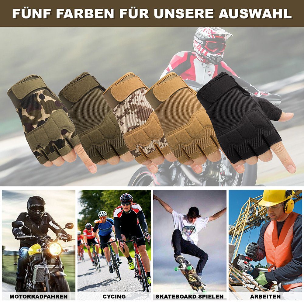 Halbfinger,Camo Fahrradhandschuhe Radfahren Joggen BTTO Wüste Outdoor Fischen für Fitnessstudio Bewegungstraining Anti-Rutsch, Tactical Handschuhe Fingerlose Tarnfarbe Men