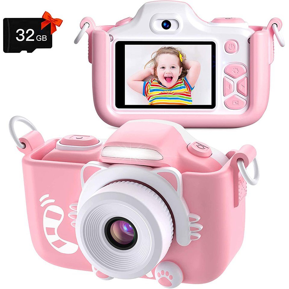 Blau Kinderkamera Kamera Kinder Digital Fotokamera Selfie Videokamera 8 Megapixel mit 16G SD Karte Digitalkamera Geschenke für Mädchen Jungen 