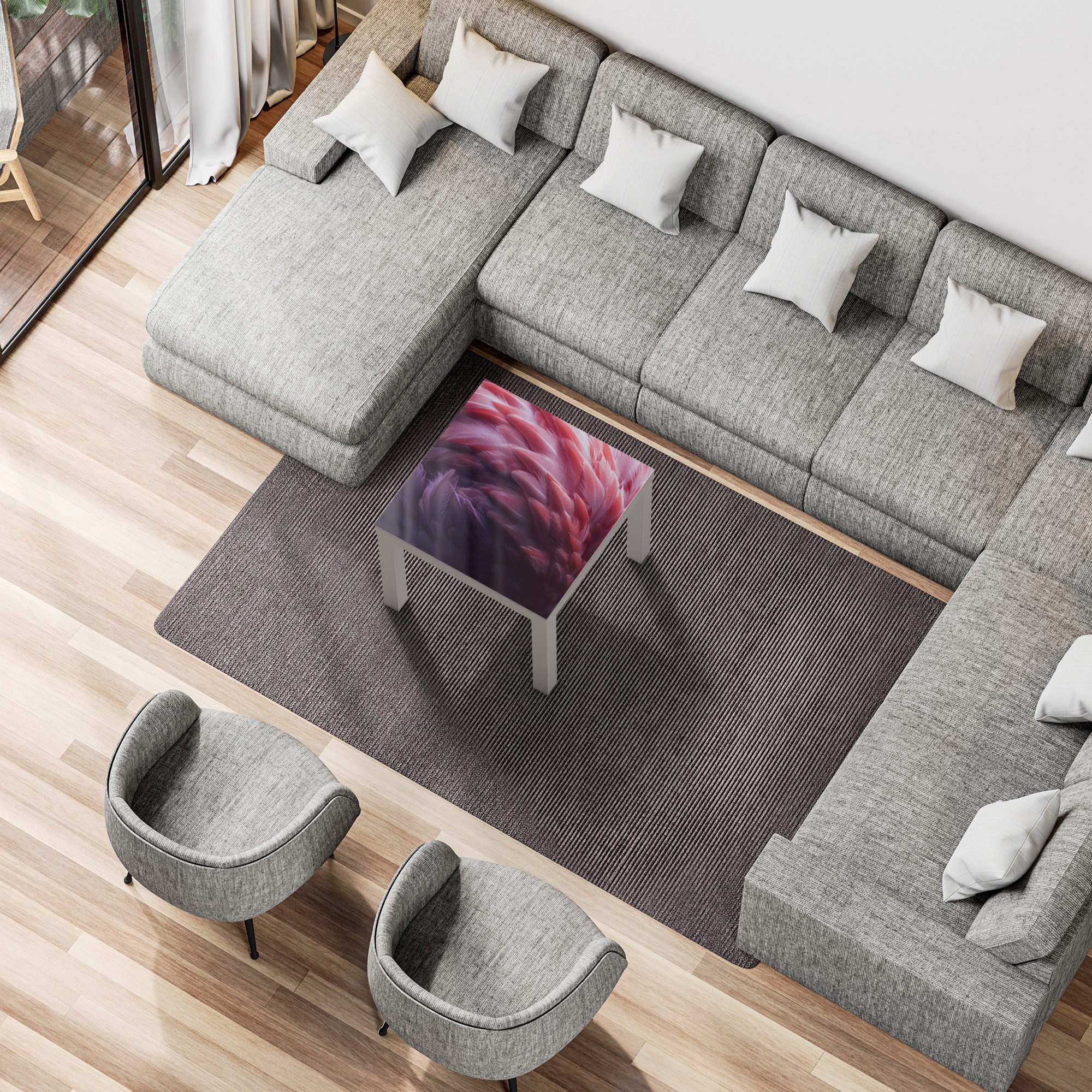 DEQORI Couchtisch 'Rosarote Pracht', Glas Beistelltisch Glastisch modern