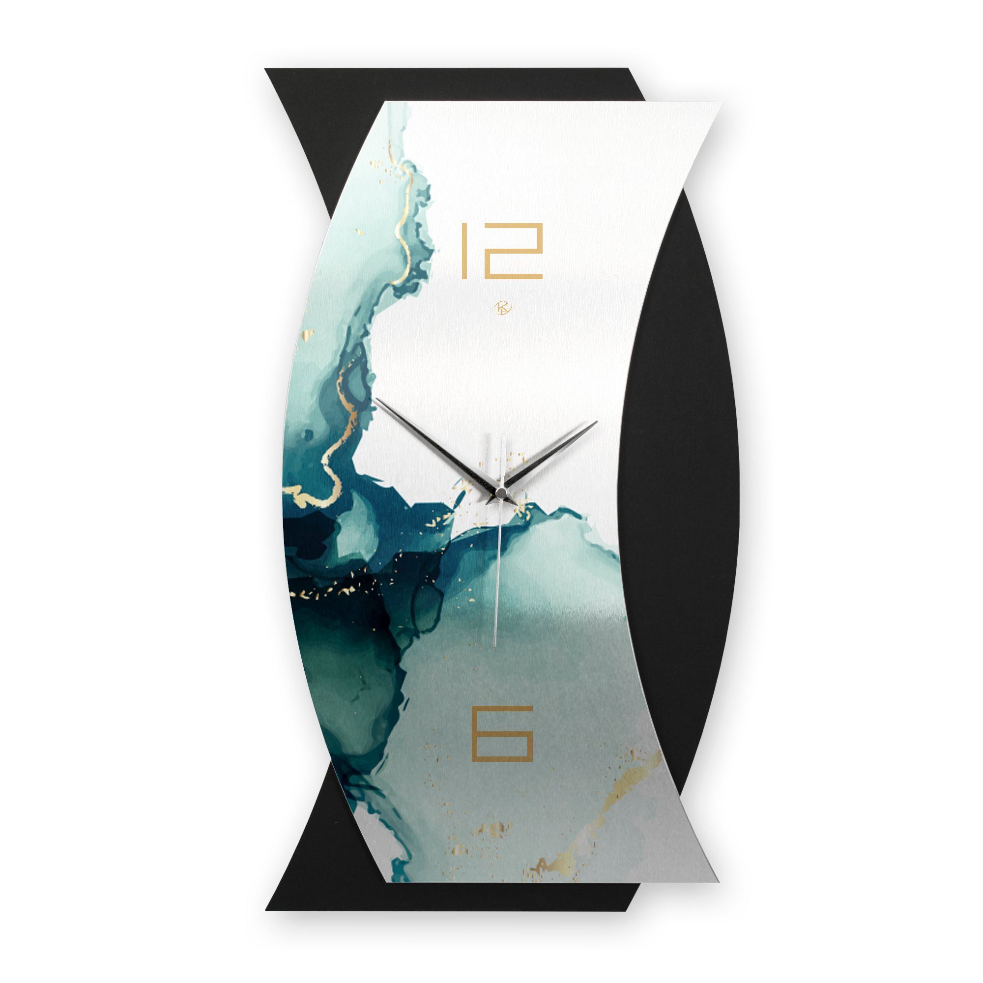 Kreative Feder Wanduhr 3D Designer-WANDUHR Turquoise (ohne Ticken; Funk- oder Quarzuhrwerk; elegant, außergewöhnlich, modern)