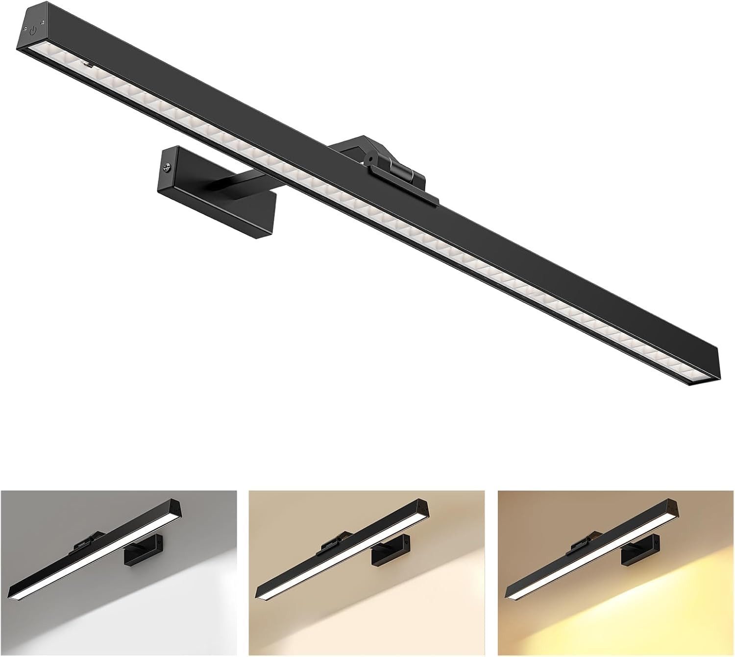 AIBOO Wandleuchte Aufladbare LED Wandleuchte mit Fernbedienung, Magnetische Montage, LED fest integriert, Warmweiß, Neutralweiß, Kaltweiß, 3 CCT Farbtemperaturen, 40cm/60cm, für Foto‑& Kunstbeleuchtung