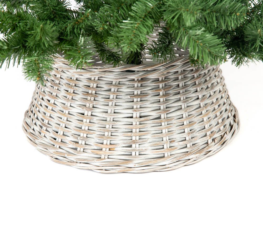 WESTMANN Künstlicher Weihnachtsbaum Rock Santa-2, Christbaumabdeckung HxØ 26x65 cm, Rattan, Hellgrau