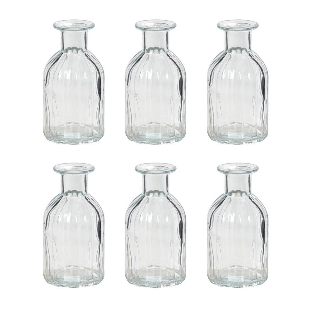 Posiwio Tischvase 6tlg. Glasvase WEDDING klar kleine gerillte Vasen aus Glas im Landhaus