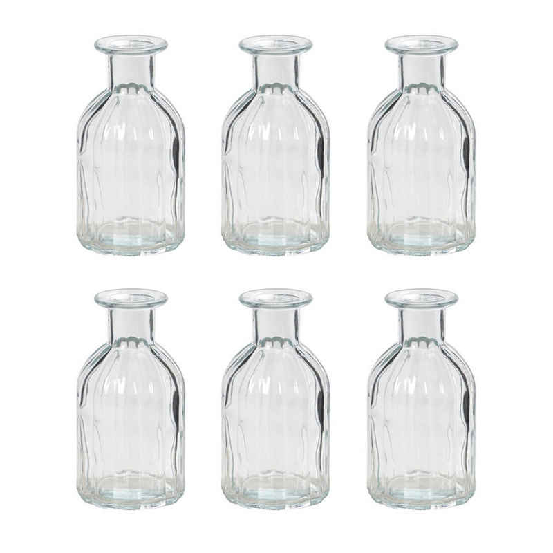 Posiwio Tischvase 6tlg. Glasvase WEDDING klar kleine gerillte Vasen aus Glas im Landhaus