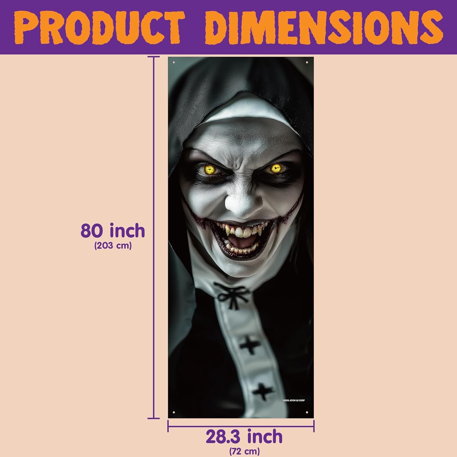 JOYIN Aufkleber JOYIN Halloween 3D Nonne Tür Aufkleber, 203x71cm, Geist Dekor – Bild 4 von 5