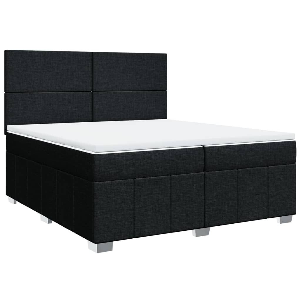 Bett Boxspringbett mit Matratze Schwarz 200x200 cm Stoff