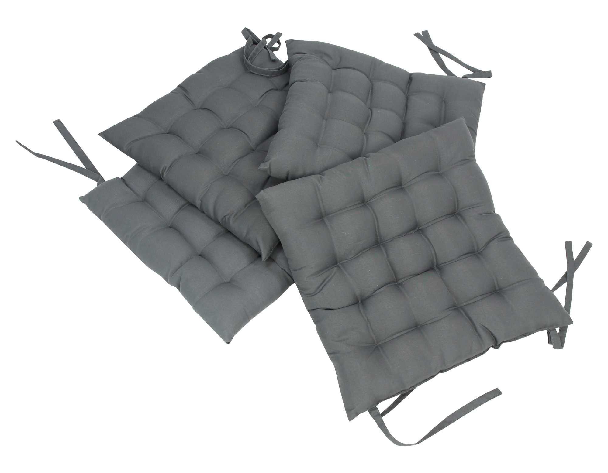 Dekoleidenschaft Подушка для стула "Grey" in grau, 40x40 cm, 4er Set Подушки, Sitzpolster, Sitzauflage