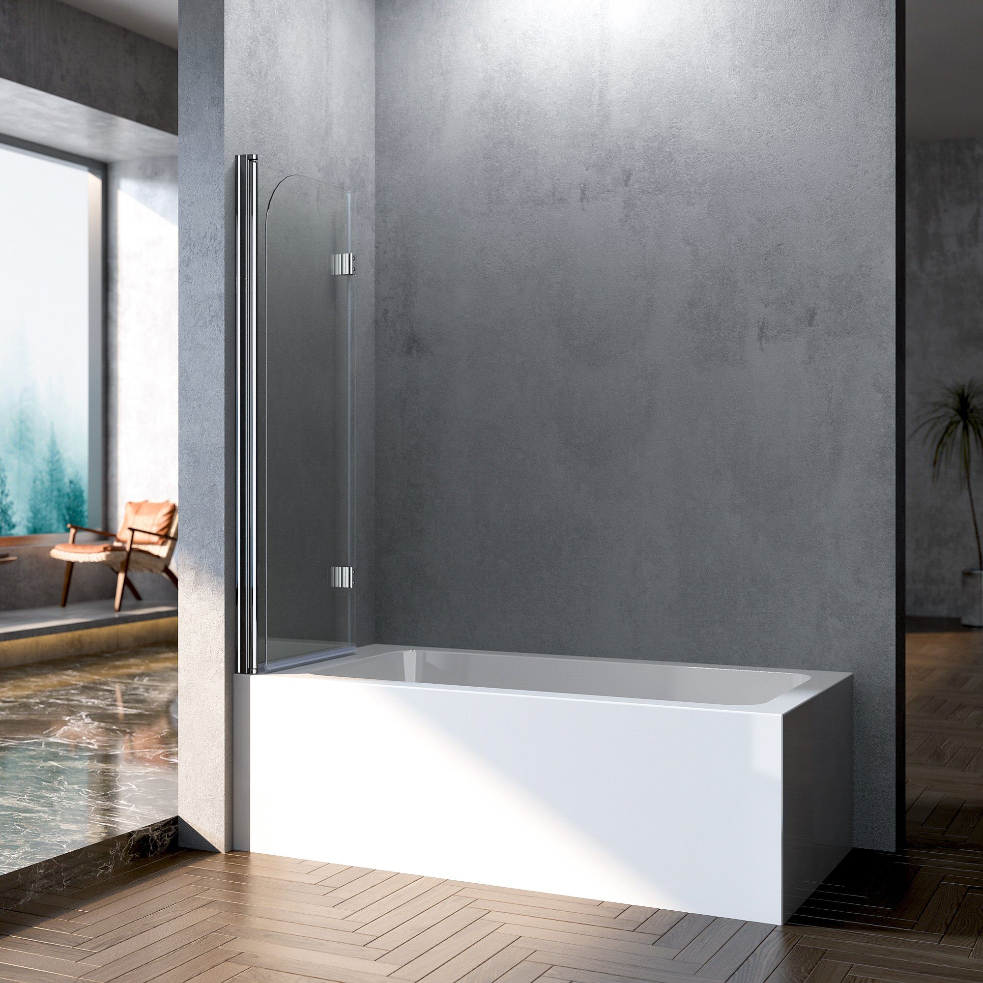 Boromal Duschwand für Badewanne Badewannenaufsatz Badewannenfaltwand günstig online kaufen