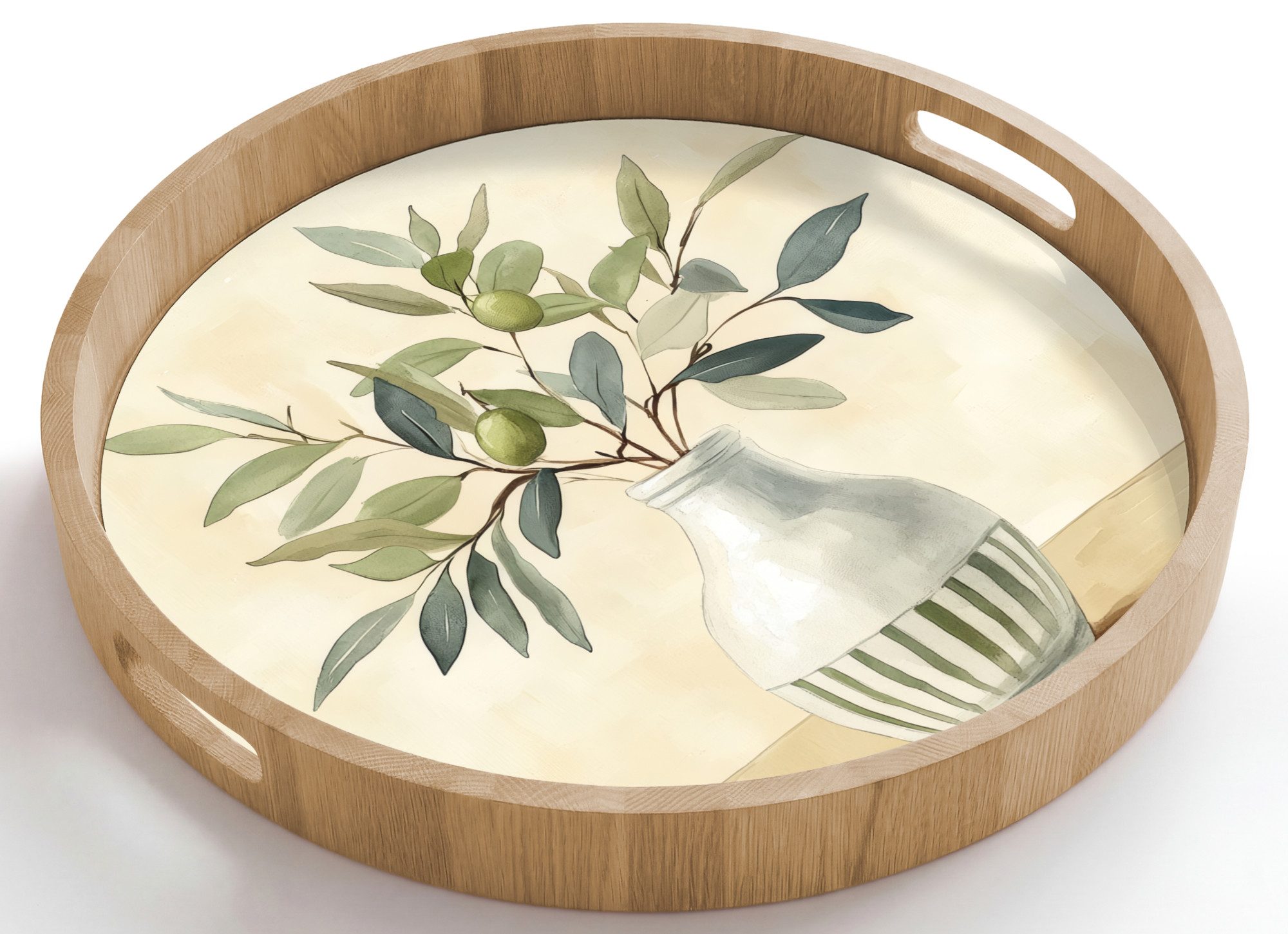 OnlyWow Tablett Rund mit Henkel Vase