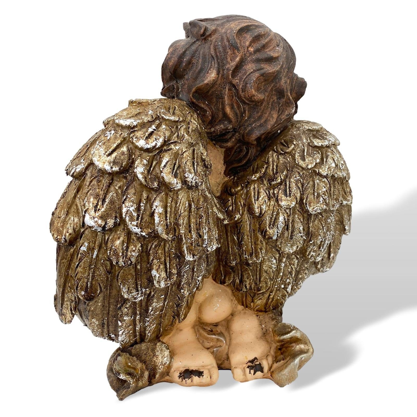 Engel Skulptur betender Putti Putte Dekofigur Antik-Stil Kunststein 26cm Aubaho Figur