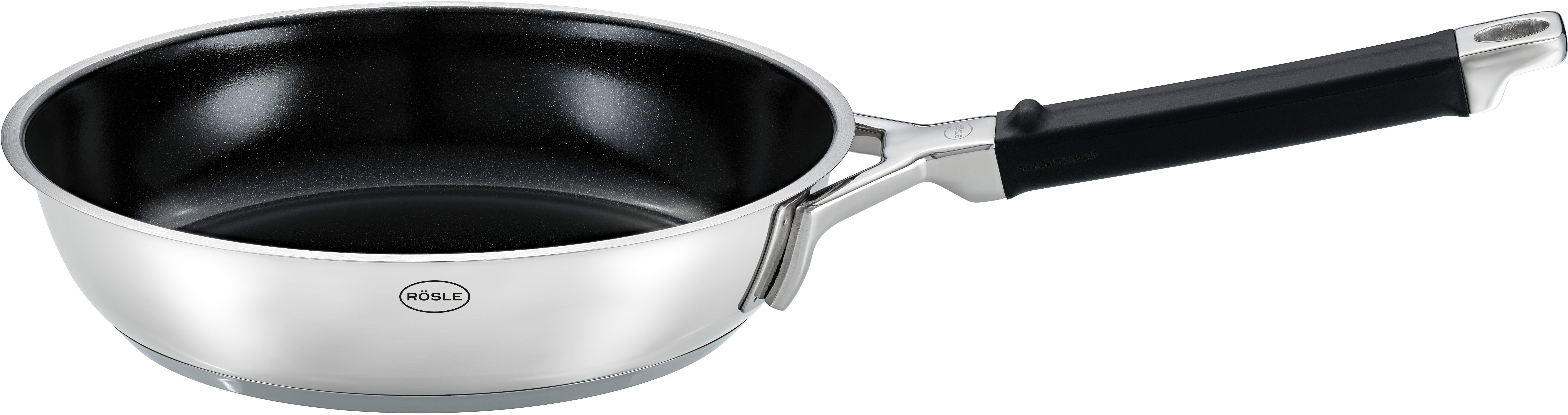 RÖSLE Bratpfanne SILENCE PRO CeraPlus, Edelstahl 18/10 (1-tlg), natürliche Quarzversiegelung ohne PTFE/PFAS, Induktion