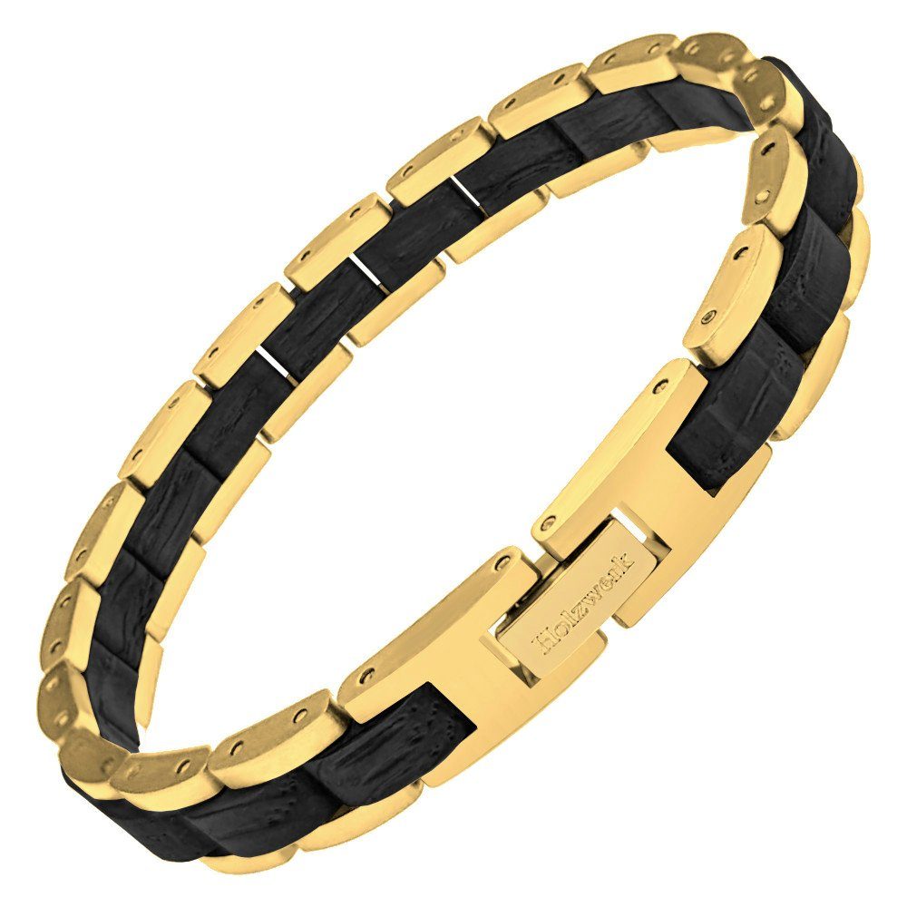 Holzwerk Edelstahlarmband TEGERNSEE Damen & Herren Holz Armband, gold, schwarz