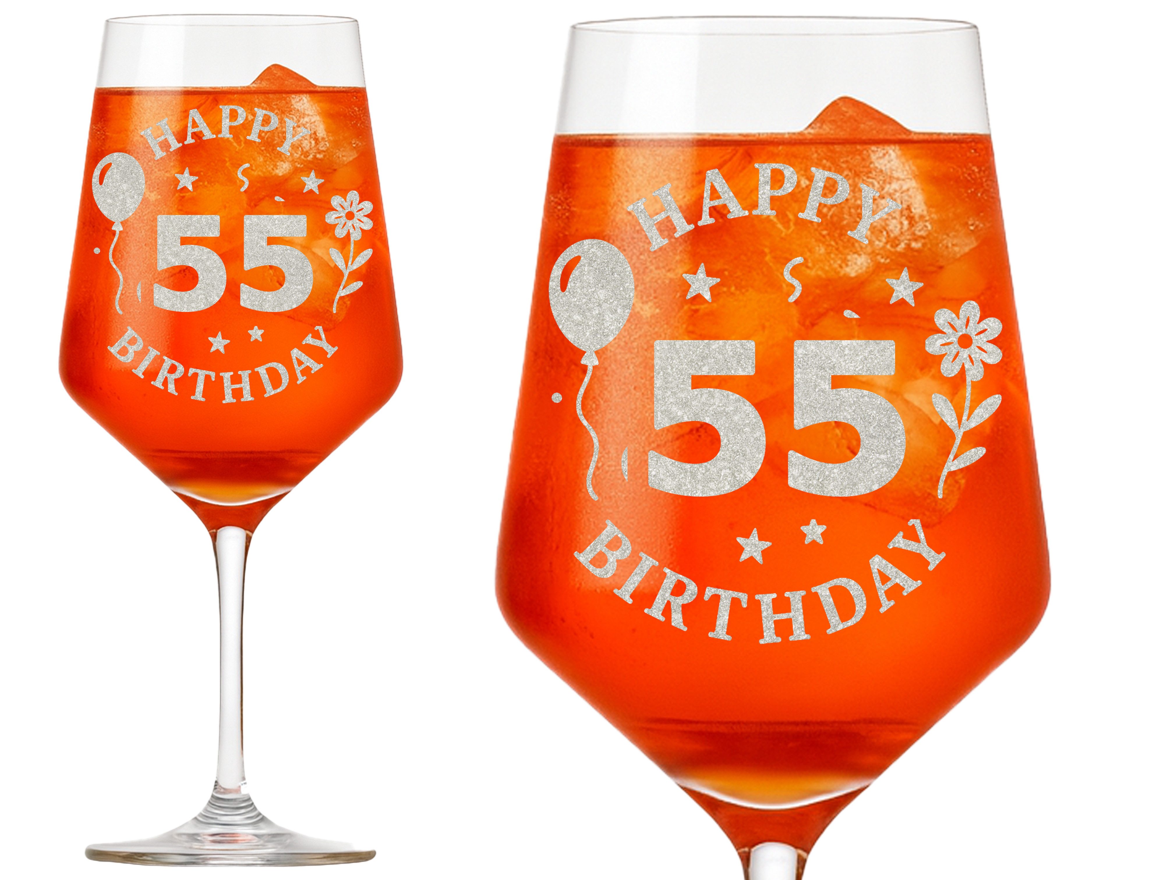 Valhalla Weinglas Gravur Happy Birthday 55 - 350ml spülmaschinenfest, 1-tlg., Glas, Atemberaubende Darstellung