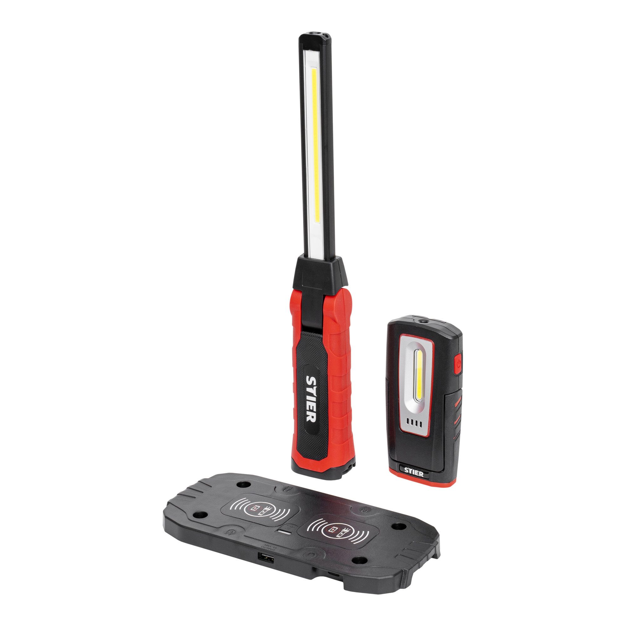 Stier Arbeitsleuchte STIER LED Arbeitsleuchten Set 300/1000 Lumen magnetisch Induktionslade