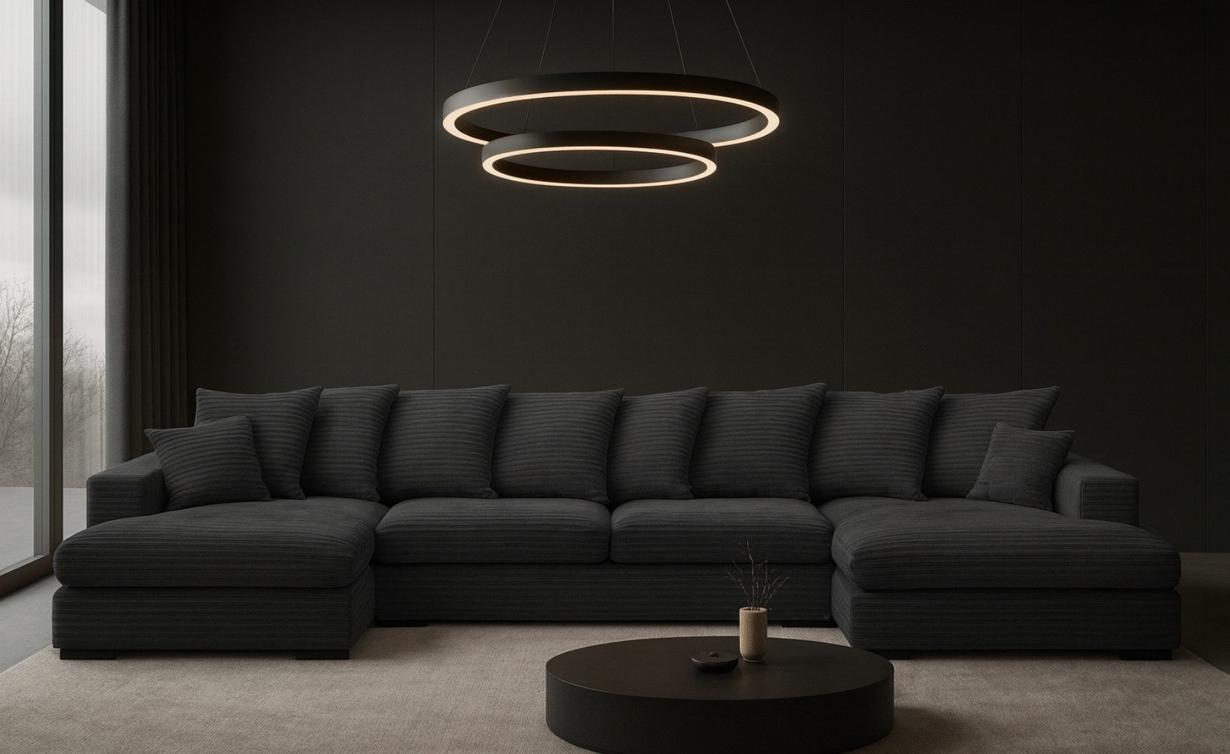 Kaiser Möbel Ecksofa Ecksofa, Sofa U-form, Couch U-form Gabon stoff Zoom, m günstig online kaufen