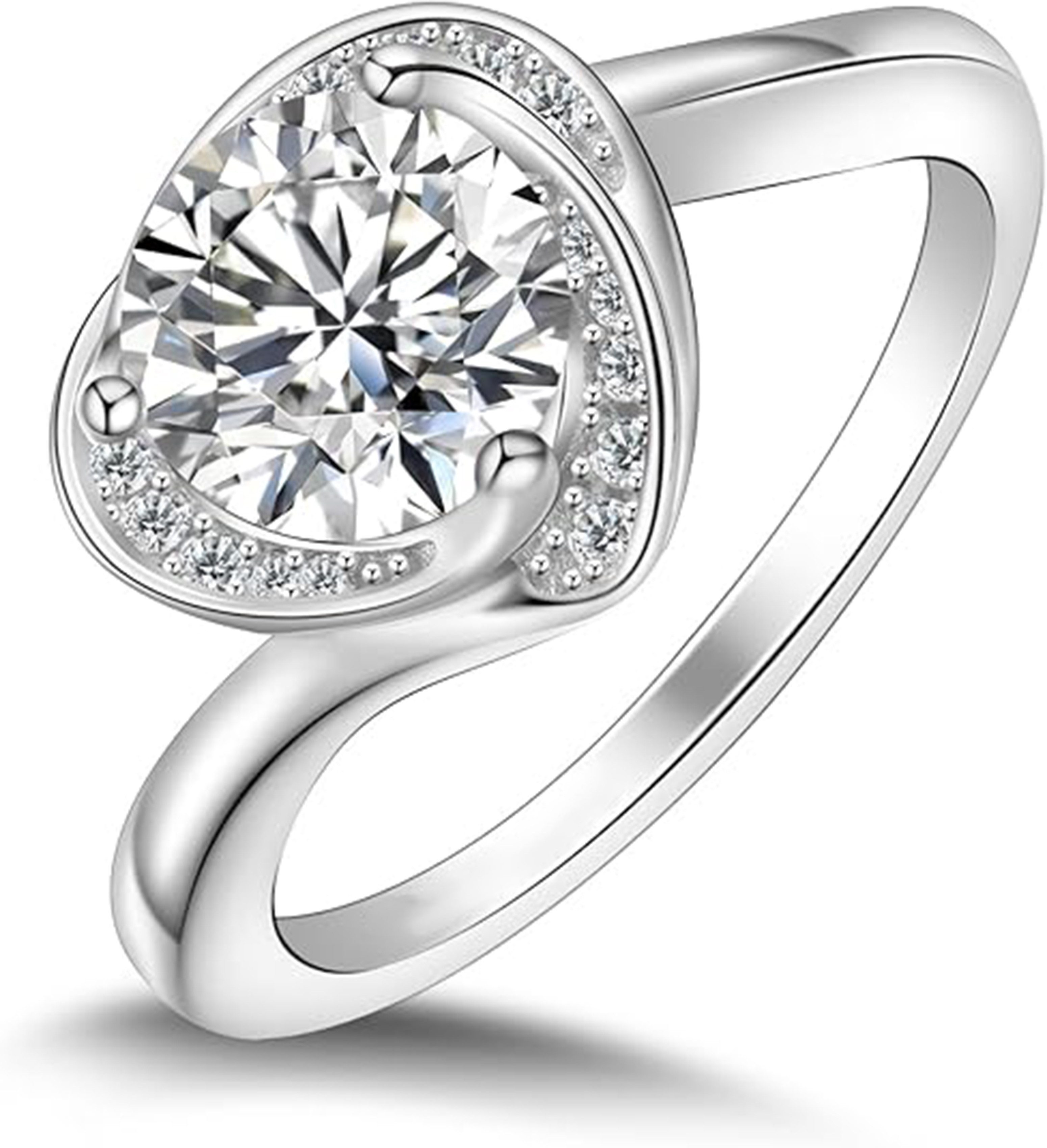 Jumpeak Verlobungsring 585 Gold, 1 Karat Diamant im Rundschliff, Braut-Ehering, D,vs1,3EX,IGI Zertifikat,Damenring,Geschenk zum Jahrestag