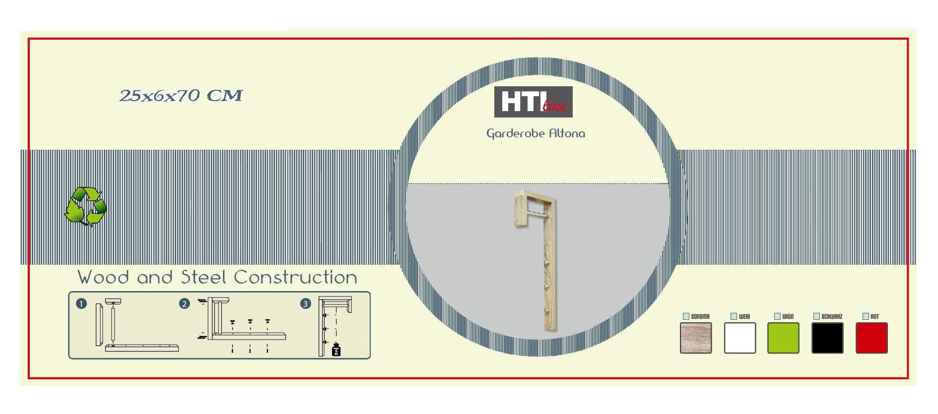 HTI-Line Garderobenhaken Garderobe Altona (Stück, 1 St., 1 Garderobenleiste günstig online kaufen