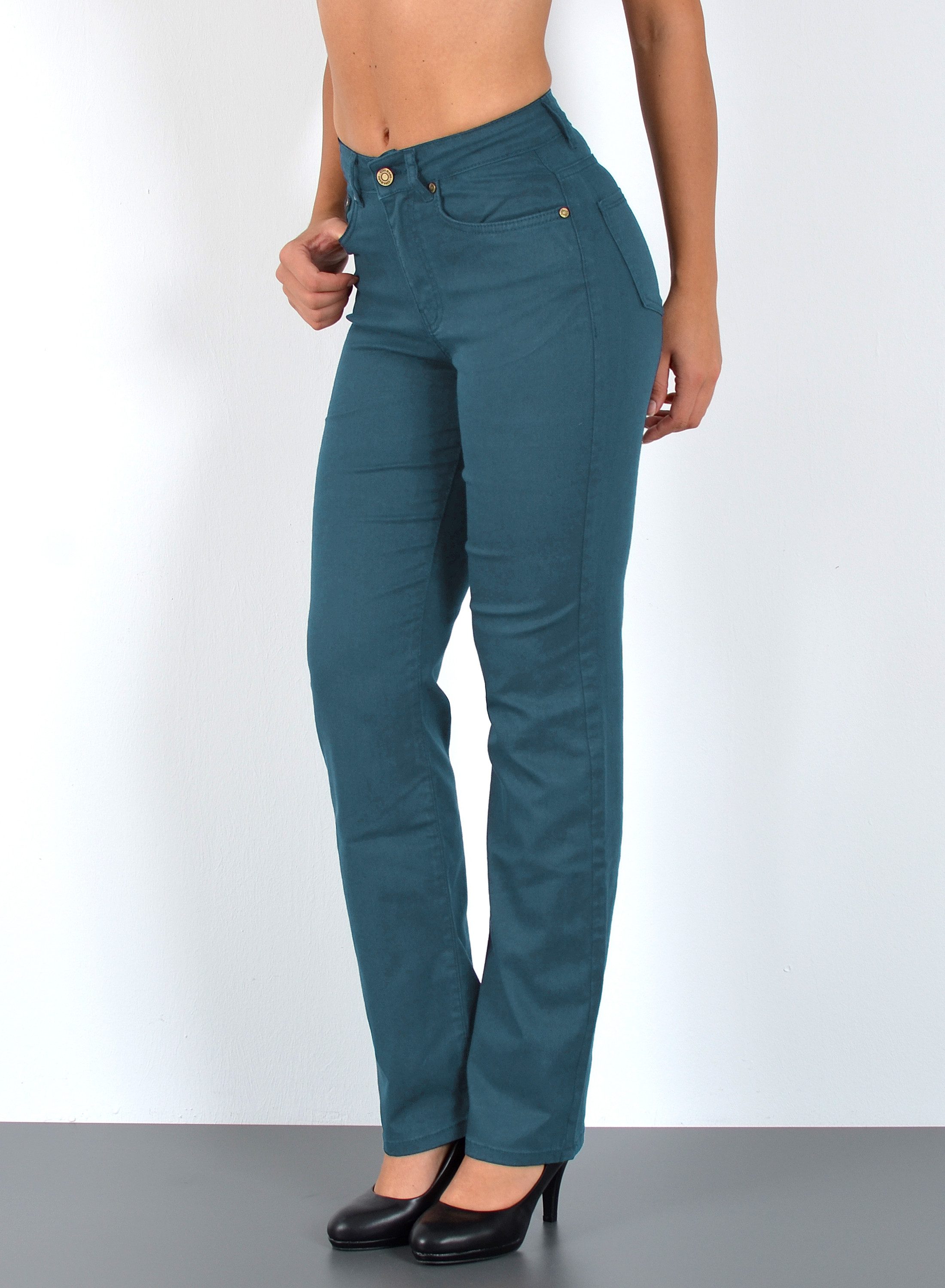 ESRA Stoffhose Damen Straight Fit Hose High Waist Business-Hose bis Große G günstig online kaufen