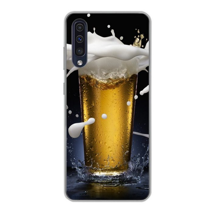 MuchoWow Handyhülle Köstlicher Spritzer im goldenen Bier Handyhülle Samsung Galaxy A30s Smartphone-Bumper Print Handy