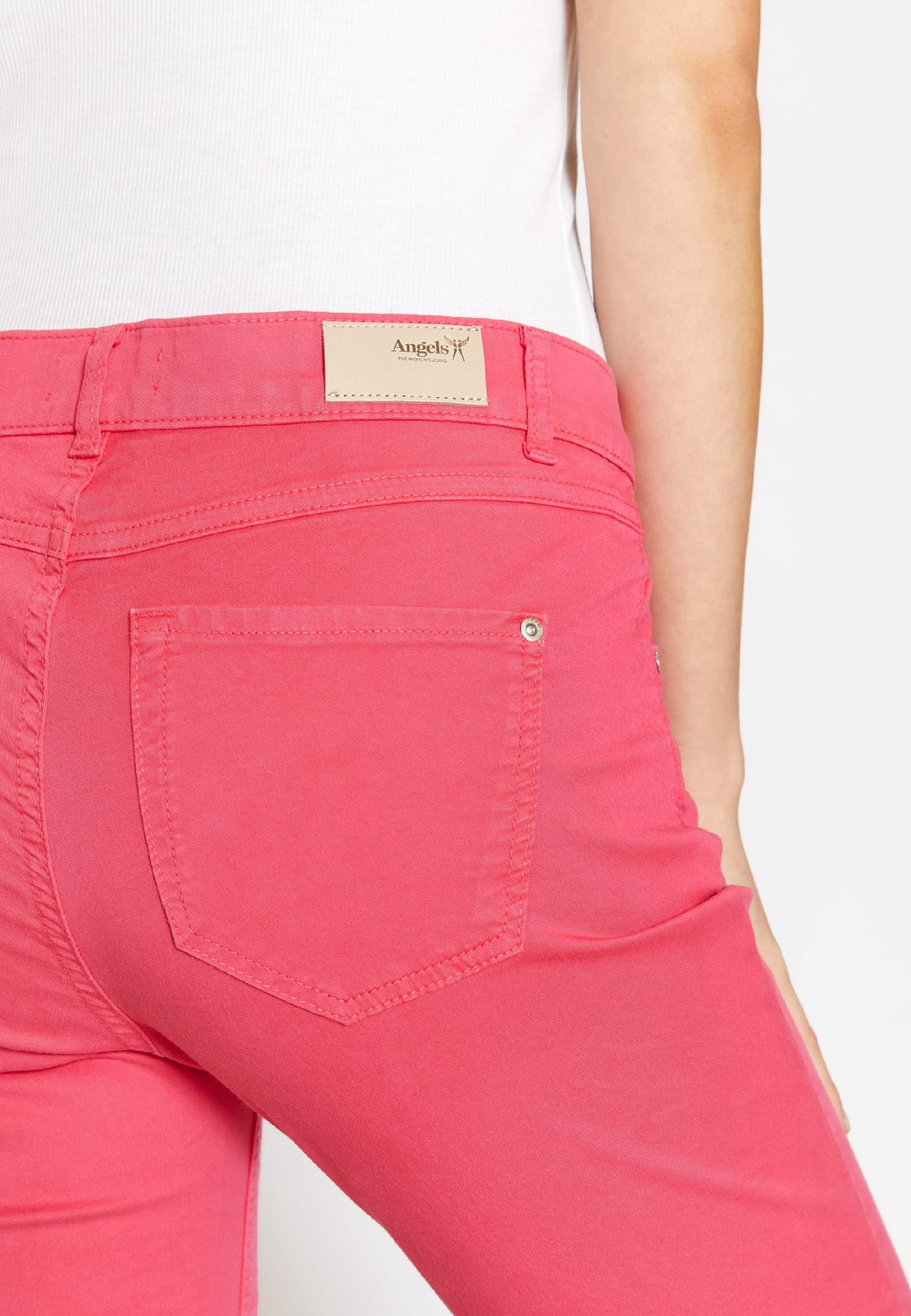 ANGELS Slim-fit-Jeans 5-Pocket-Hose Capri mit TU pink Label-Applikationen