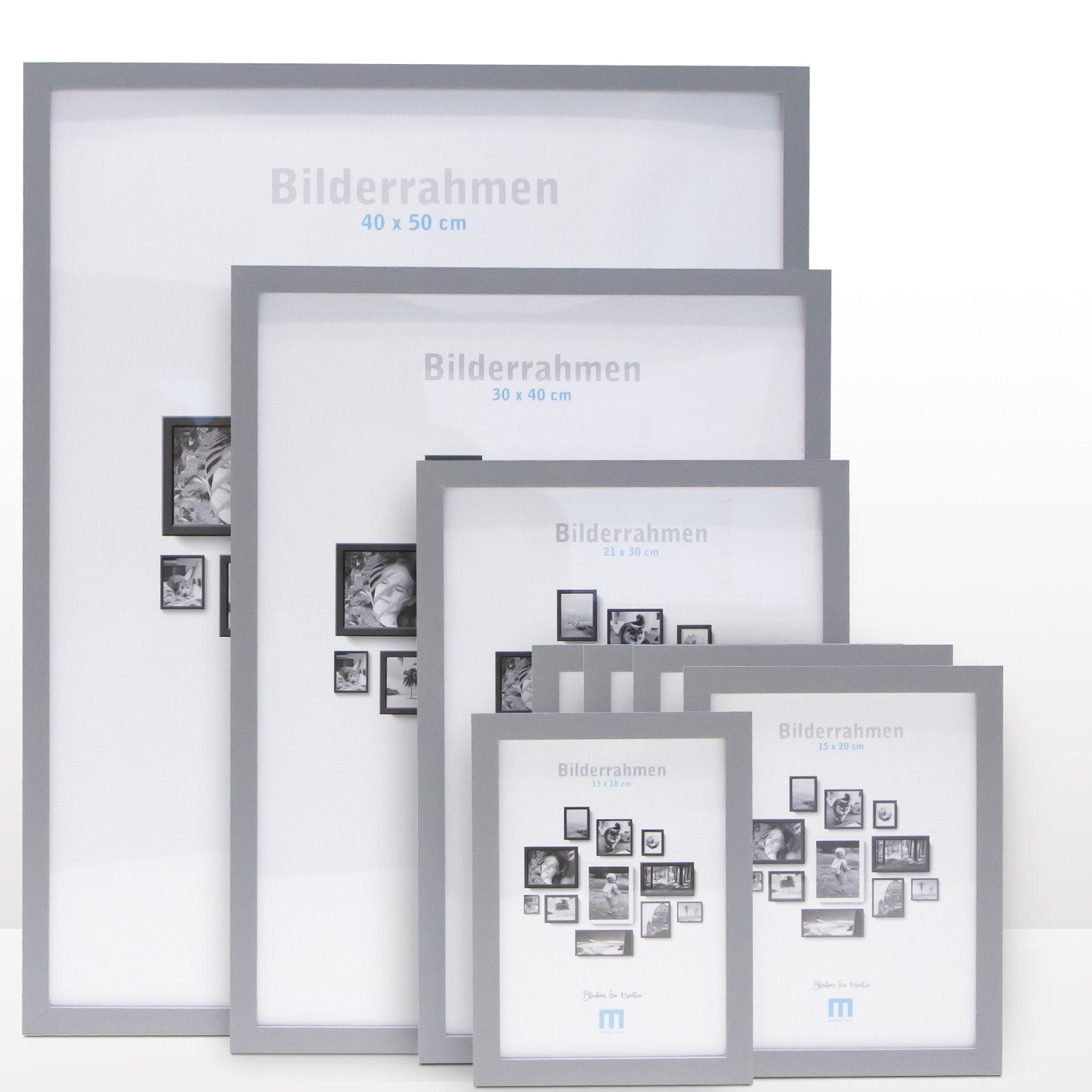 M MERCEO Bilderrahmen, 8-tlg. Bilderrahmen-Set Grau günstig online kaufen