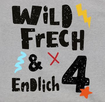 Shirtracer Sweatshirt Wild frech und endlich 4 - Wunderbar vier Jahre 4. Geburtstag